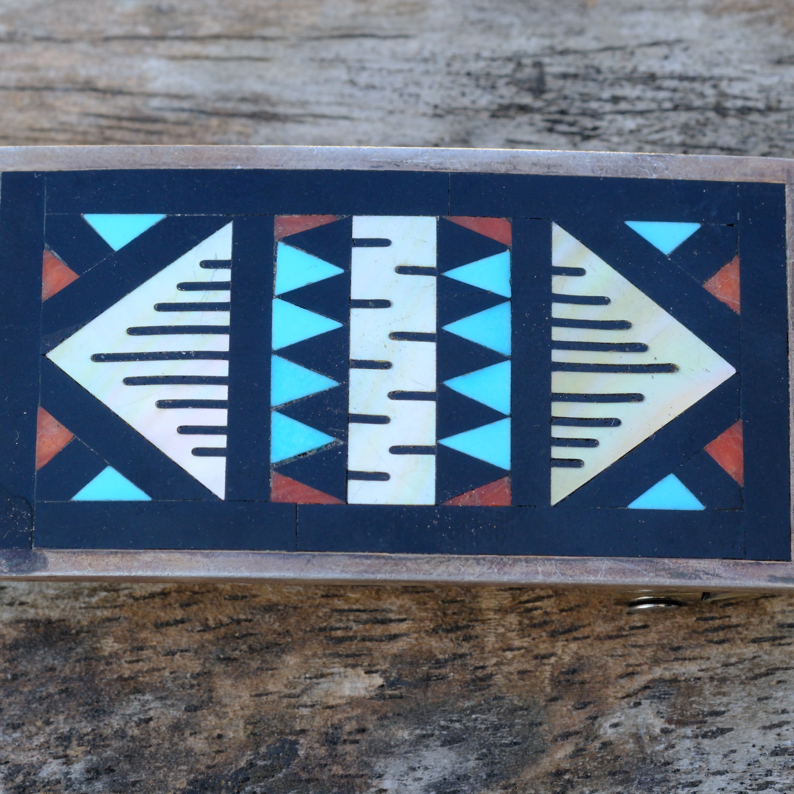 Vintage Sterling Ladies Zuni Inlay Belt Buckle