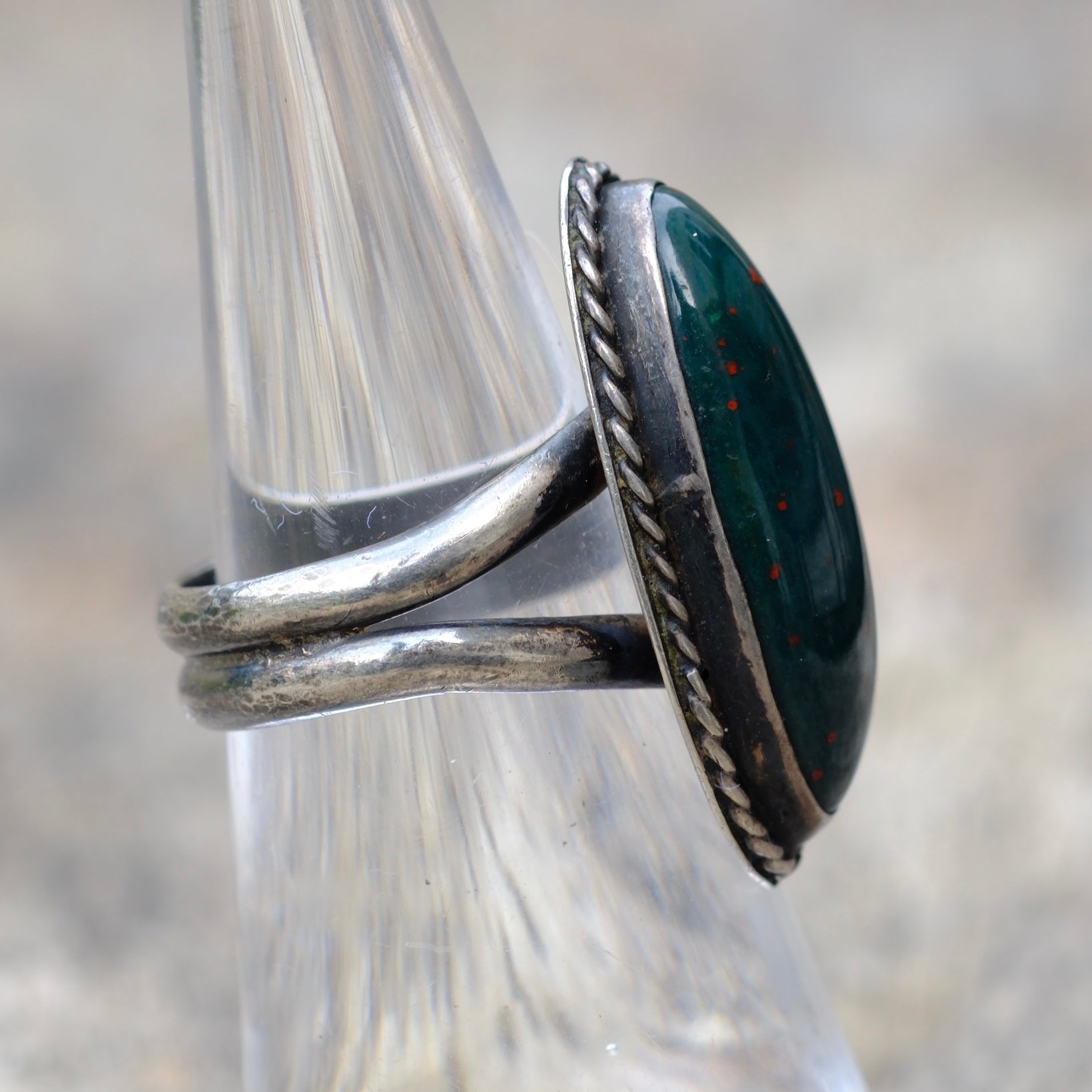 Vintage Sterling Bloodstone Ring 6