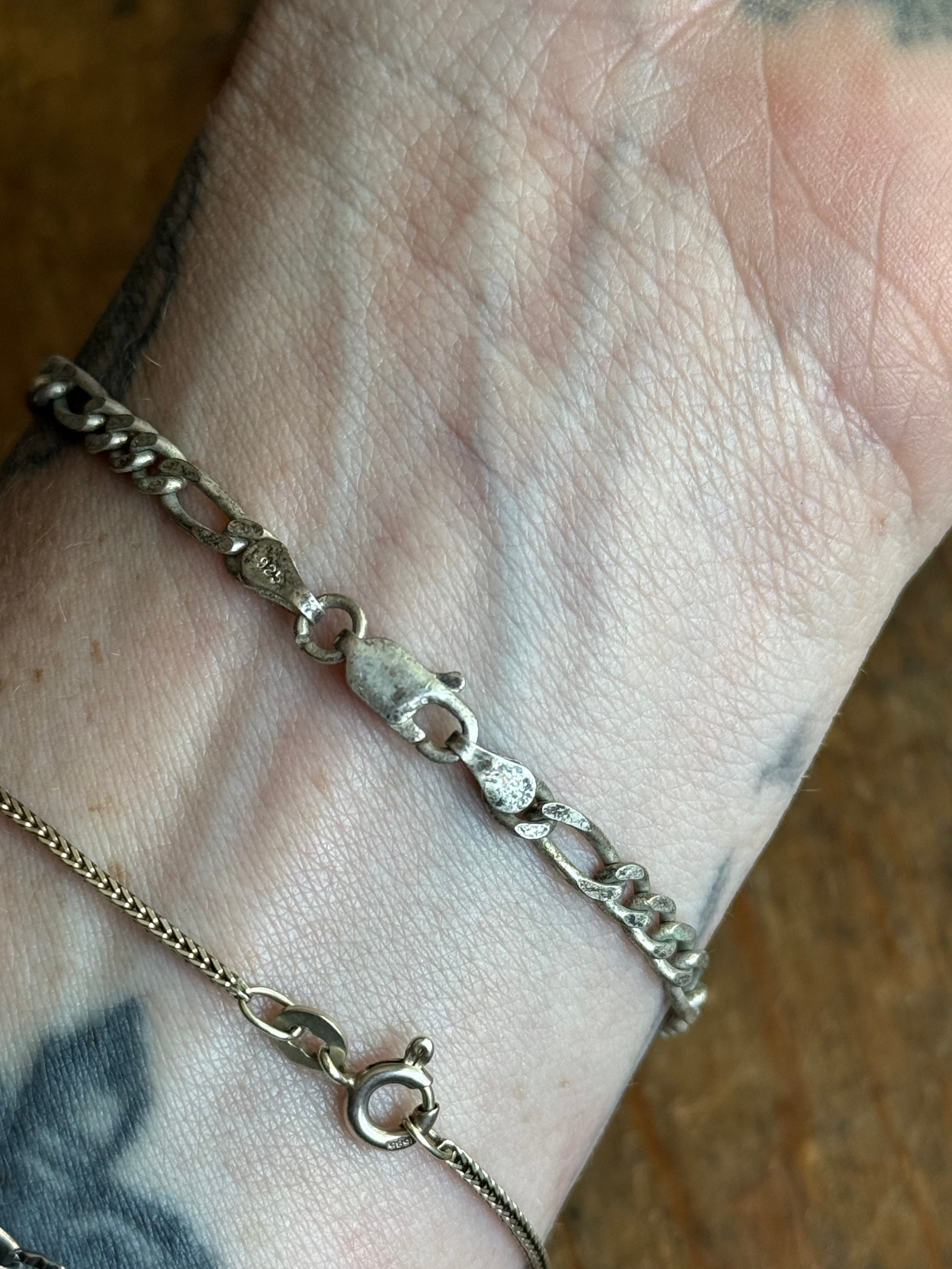 Vintage Sterling Silver 6.75” Figaro Chain Bracelet