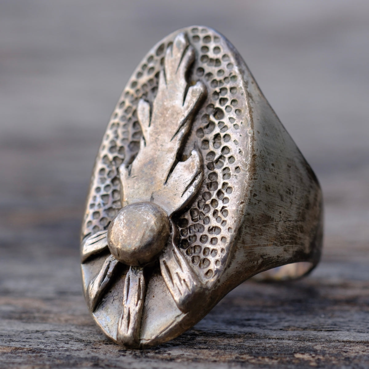 Vintage Sterling Campfire Ring 10.5