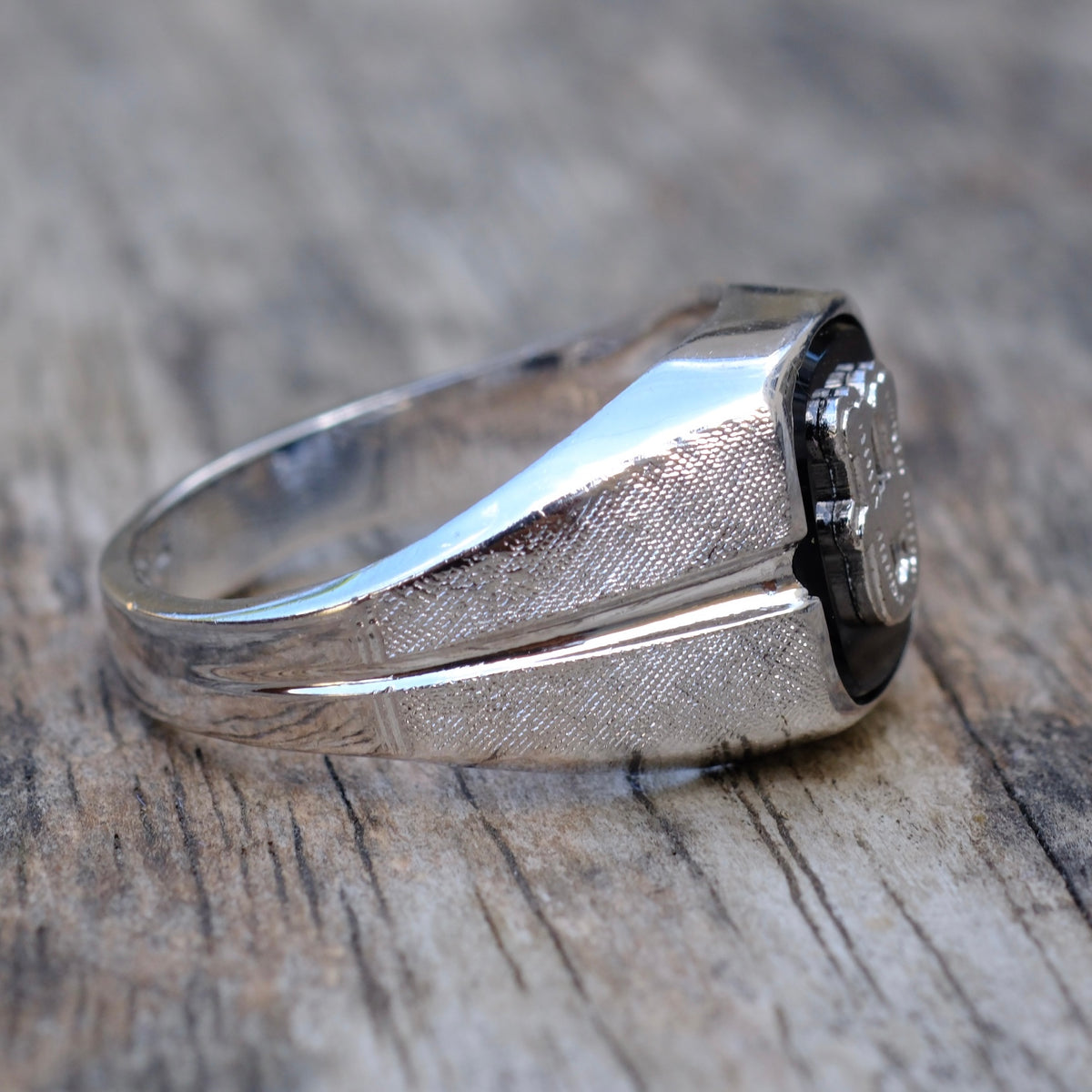 Vintage Sterling U Initial Signet Ring 10