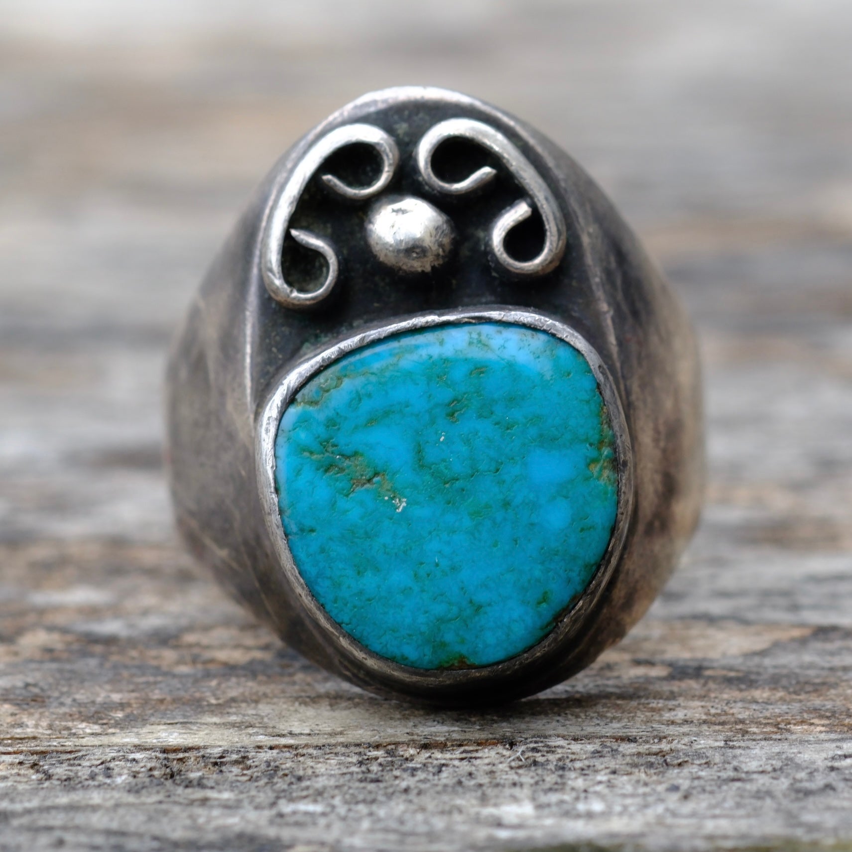 Vintage Sterling Turquoise Ring 10.75