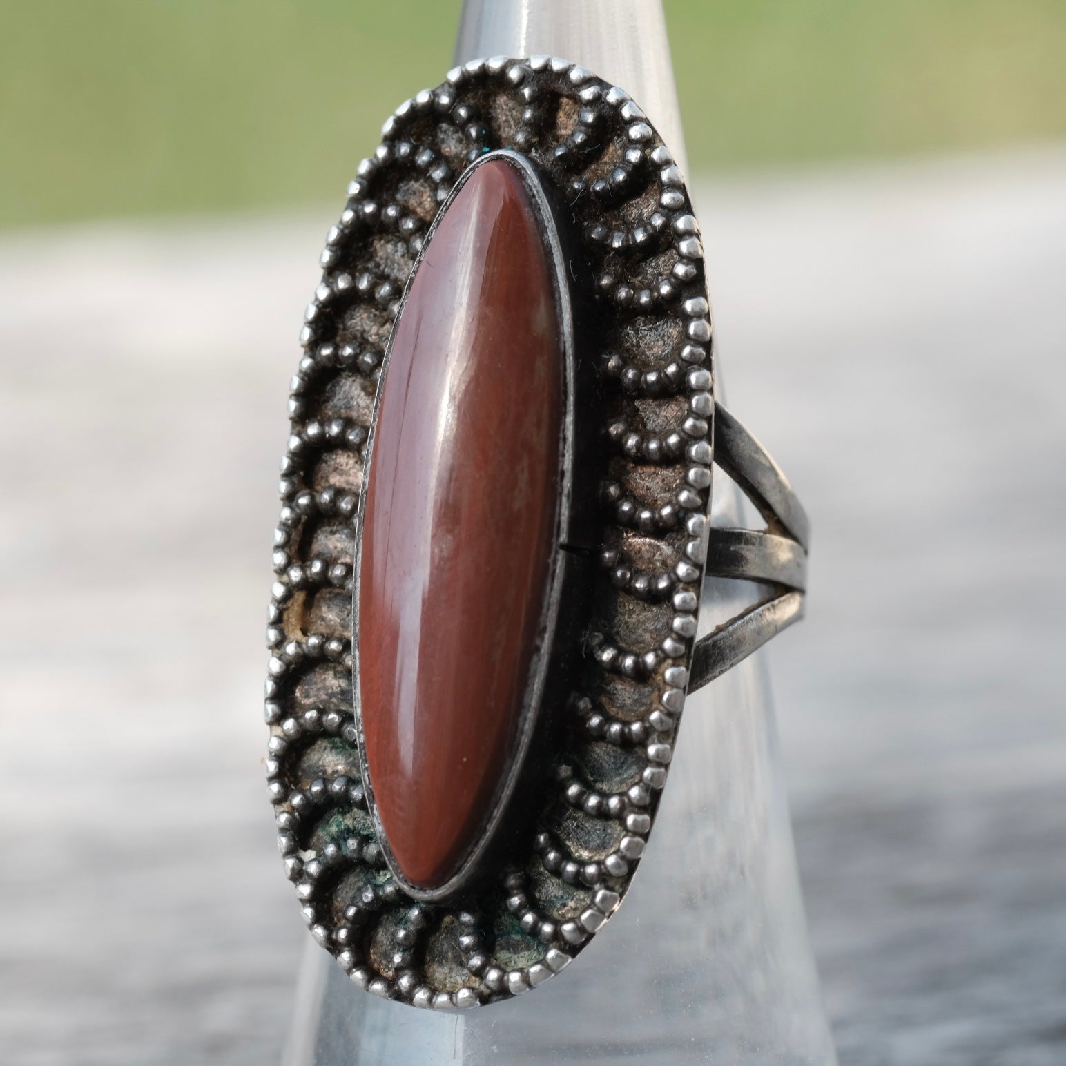Vintage Sterling Agate Ring 6