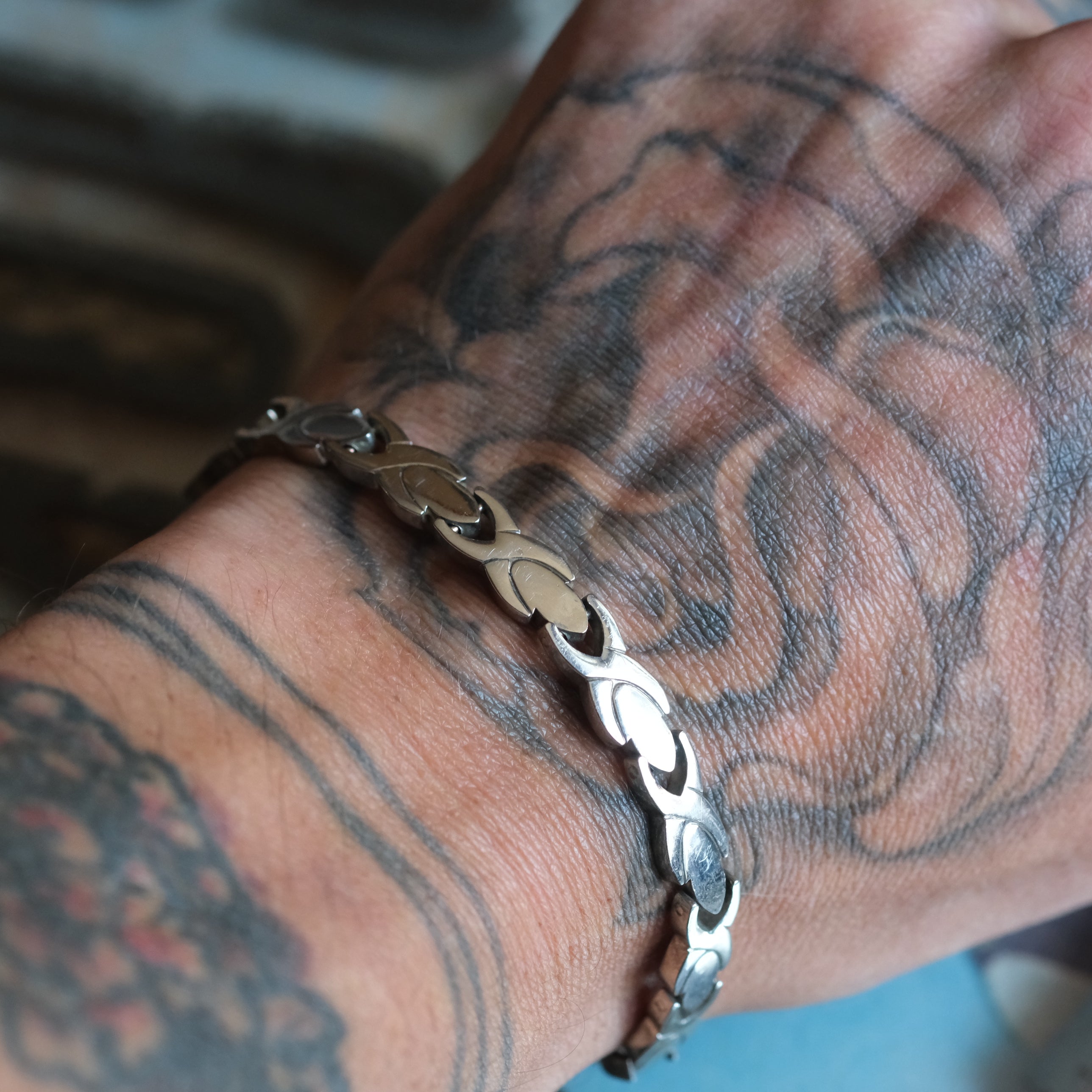 Vintage Sterling X Chain Bracelet 7.5"
