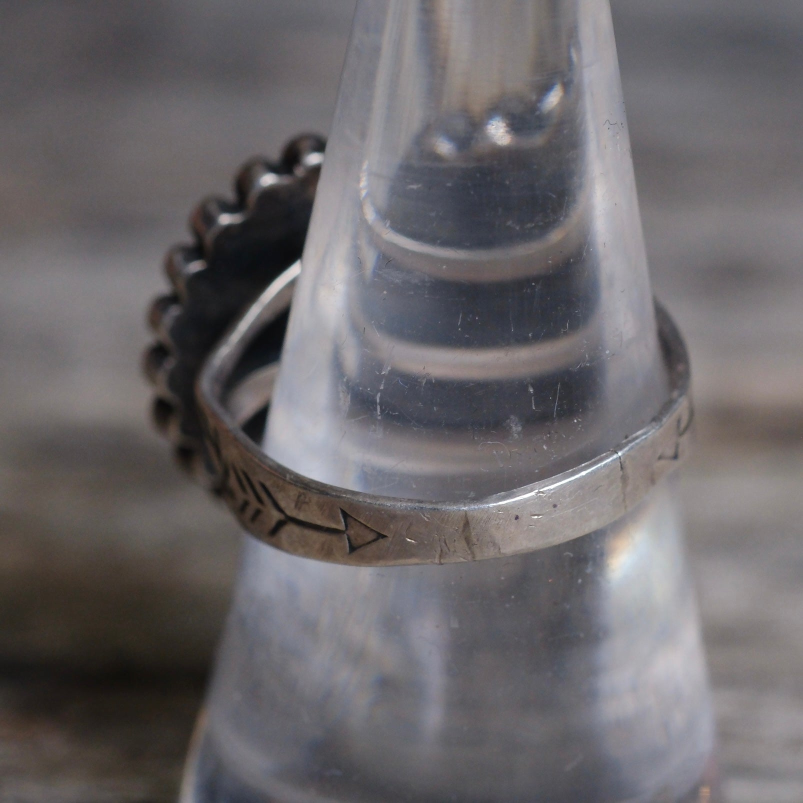 Vintage Sterling Turquoise Stamped Band Ring 8
