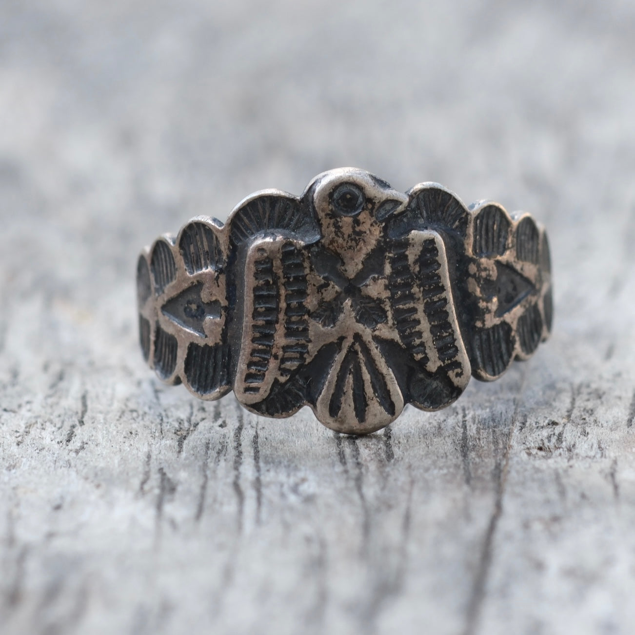 Vintage Sterling Silver Thunderbird Ring 6.75