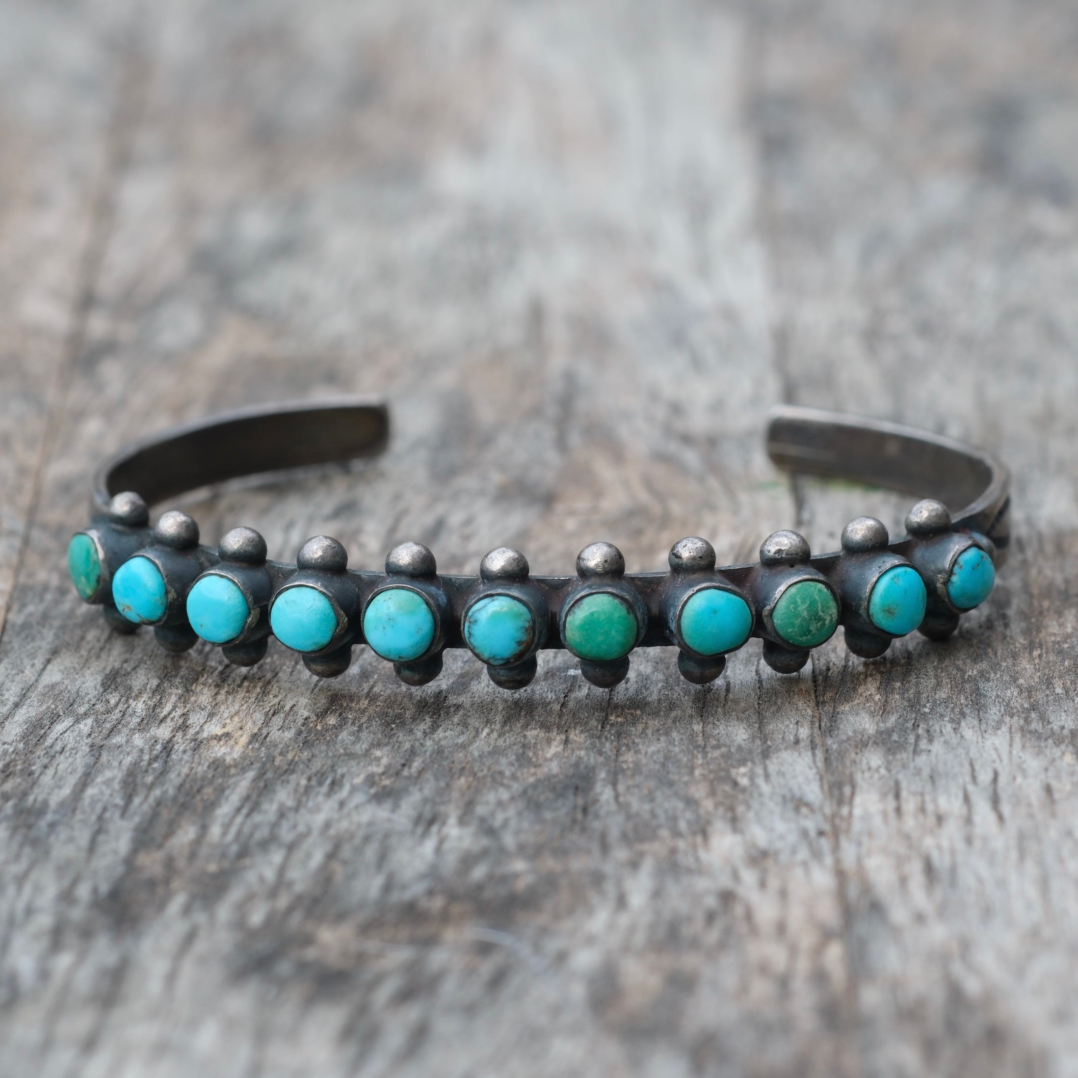 Vintage Sterling Snake Eye Turquoise Cuff Bracelet