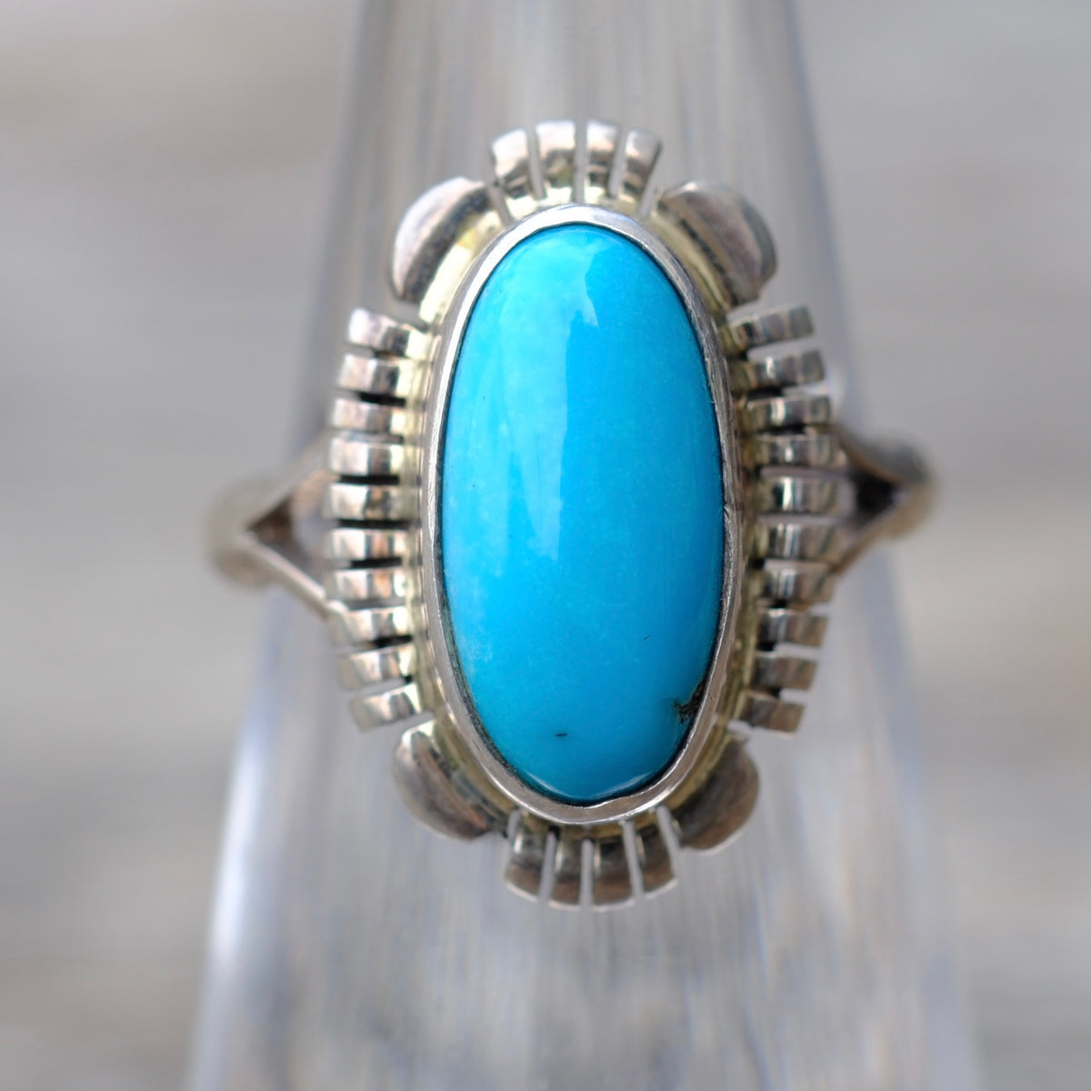 Vintage Sterling Turquoise Ring 4.75