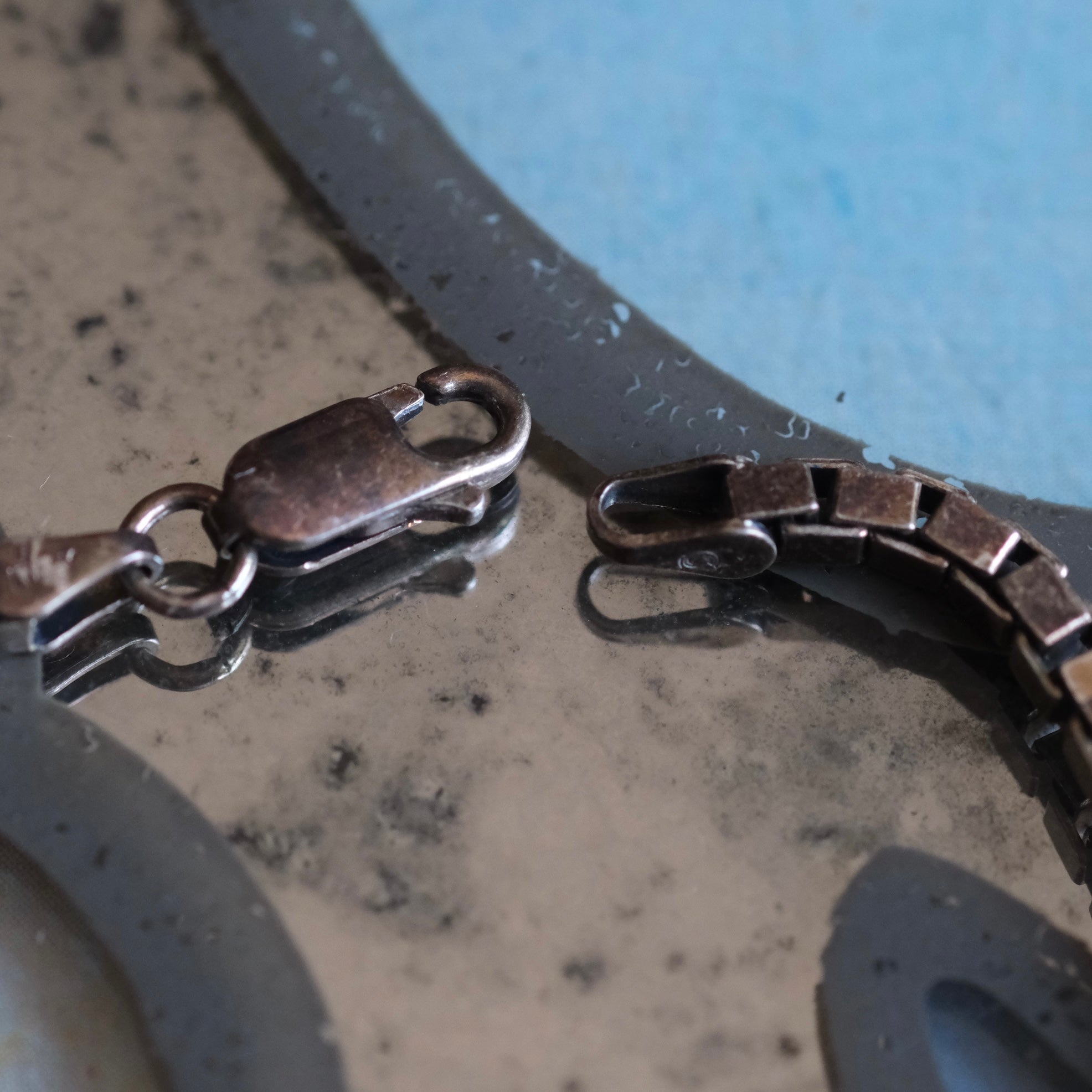 Vintage Sterling Box Chain Bracelet 7"