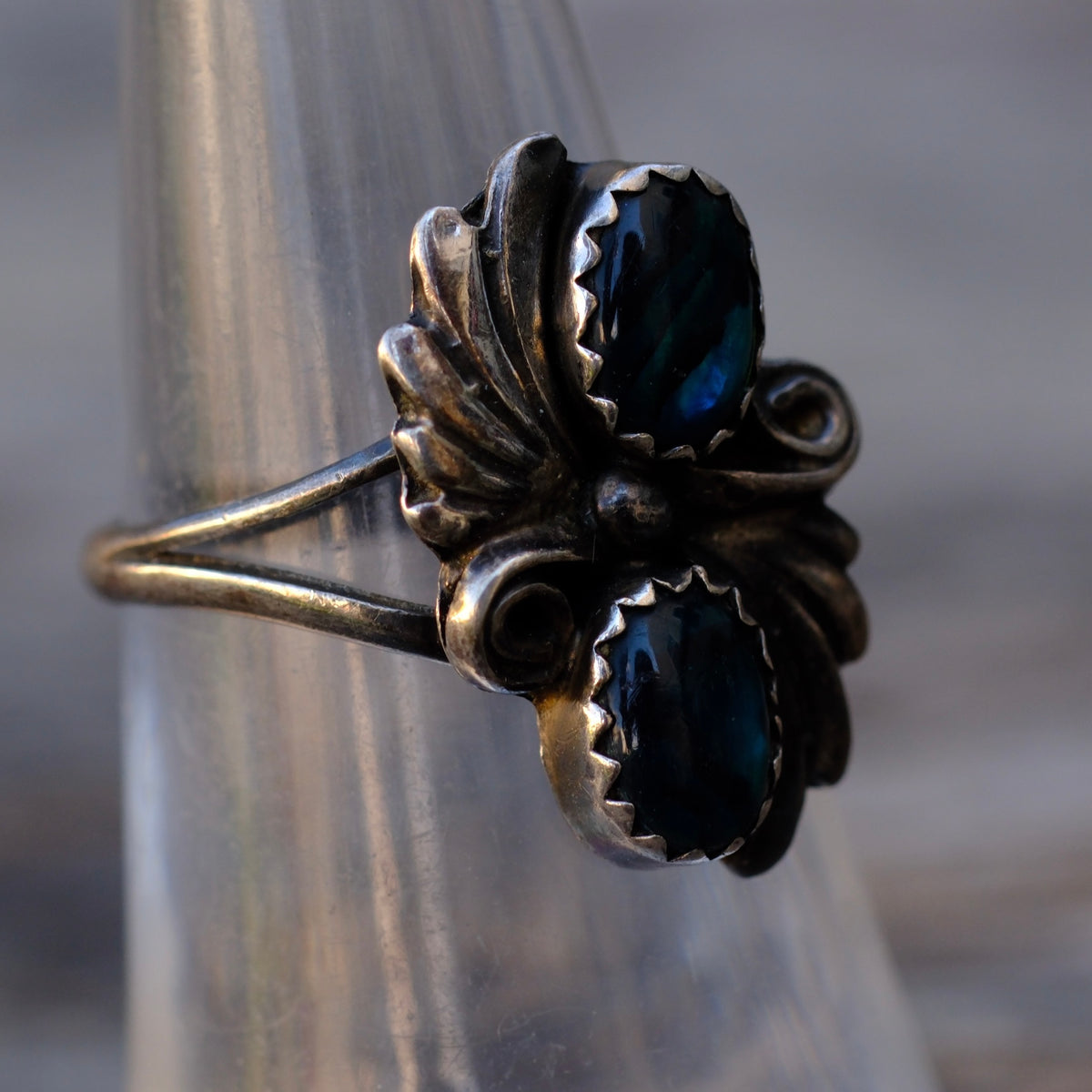 Vintage Sterling Blue Abalone Ring 6