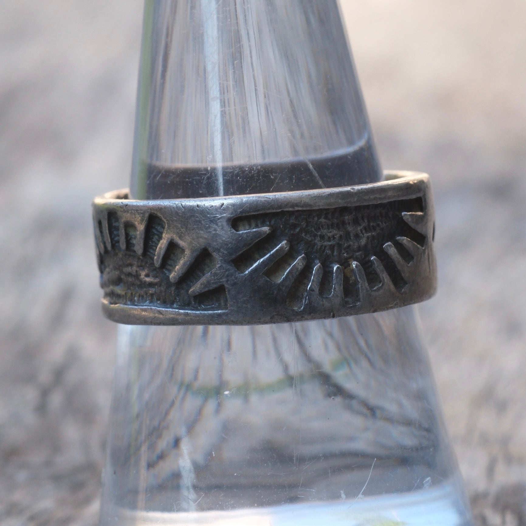 Vintage Sterling Silver Sun Band Ring 9