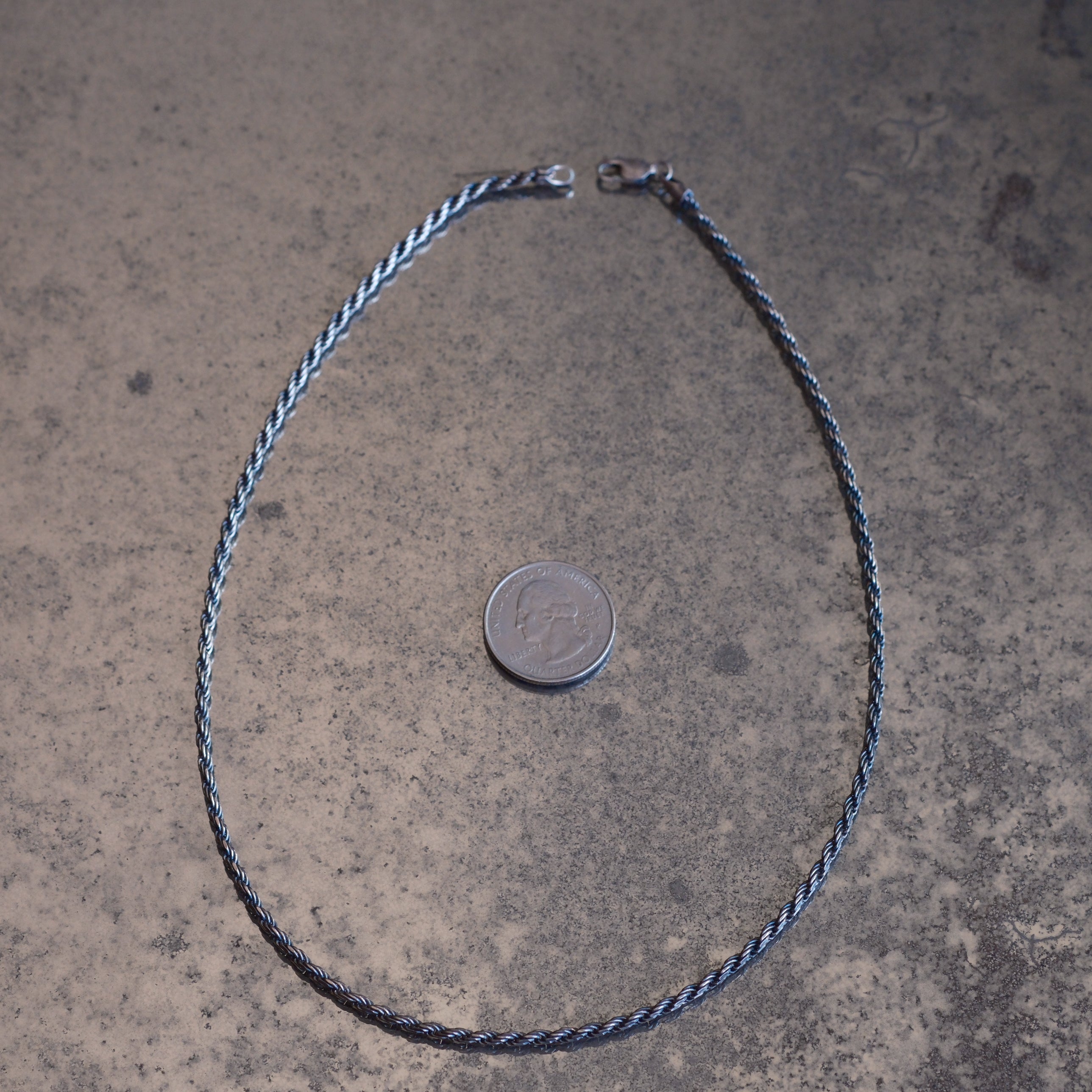 Vintage Sterling Silver Rope Chain Necklace 18"