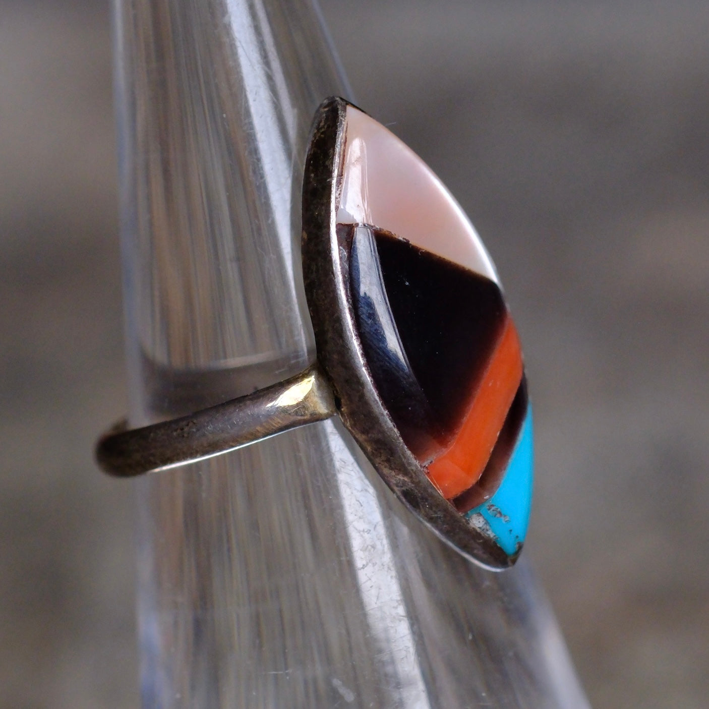 Vintage Sterling Zuni Inlay Ring 4