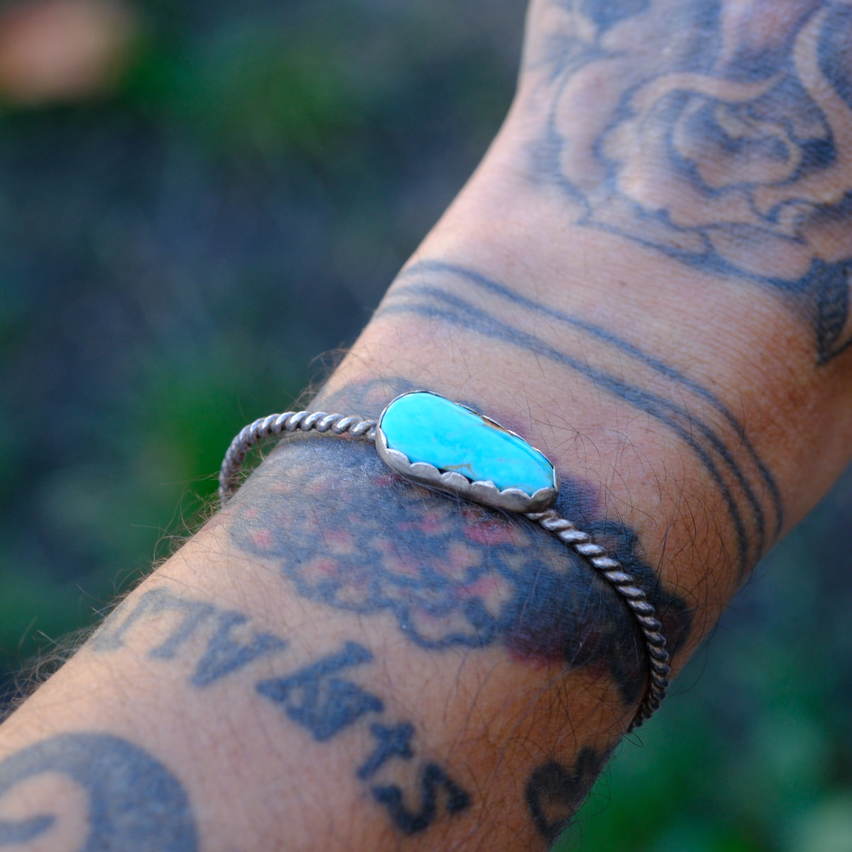 Vintage Sterling Turquoise Twisted Cuff Bracelet