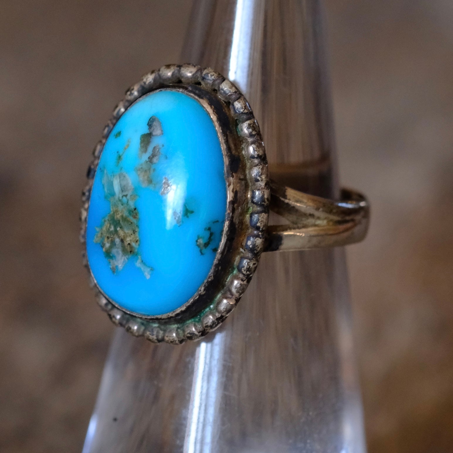 Vintage Sterling Turquoise Ring 4.5