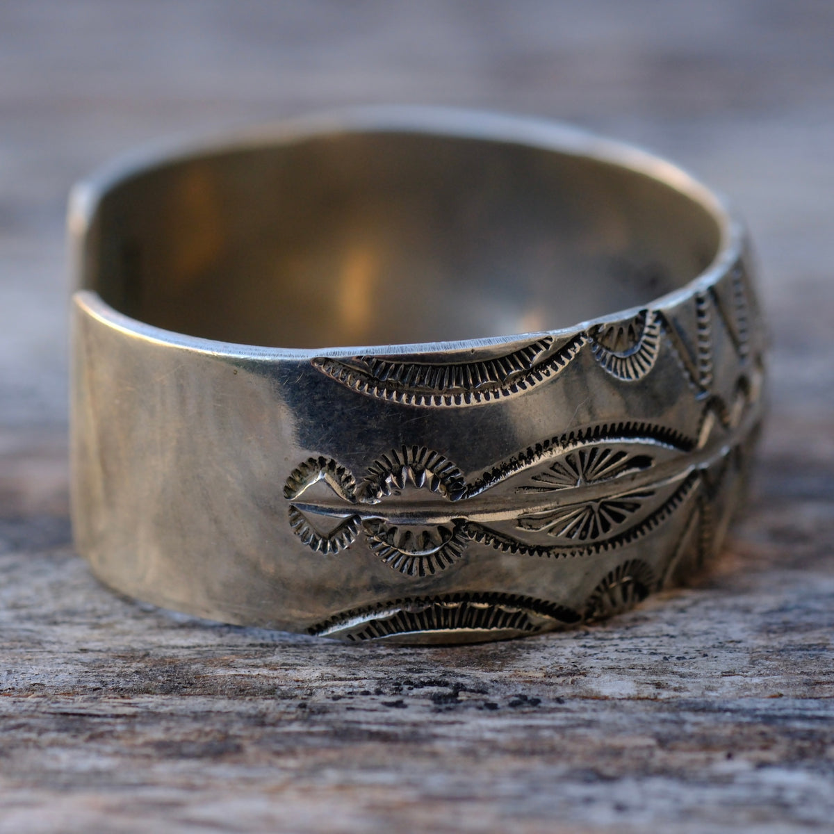 Vintage Sterling Silver Stamped Wide Cuff Bracelet