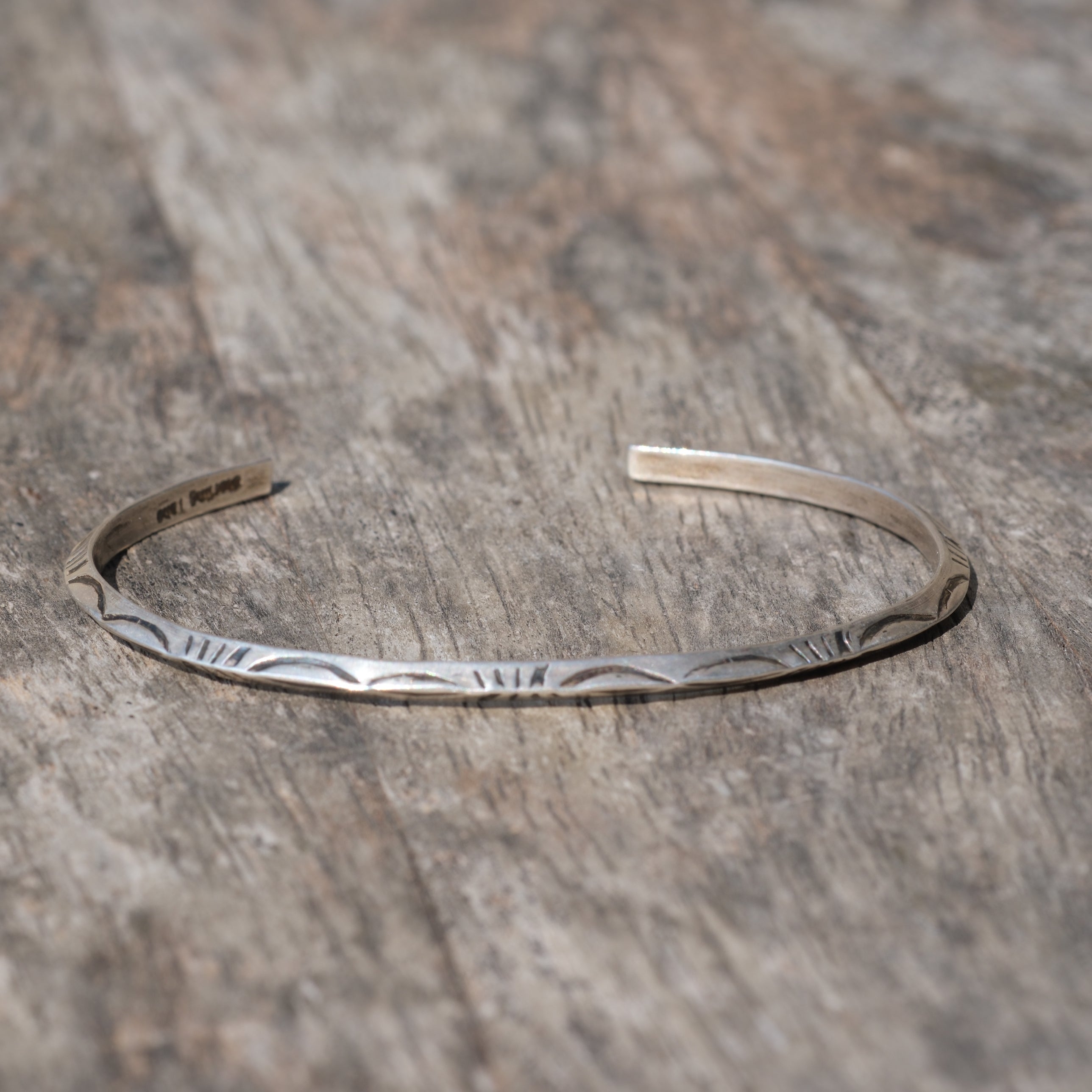 Vintage Sterling Silver Stamped Triangle Cuff