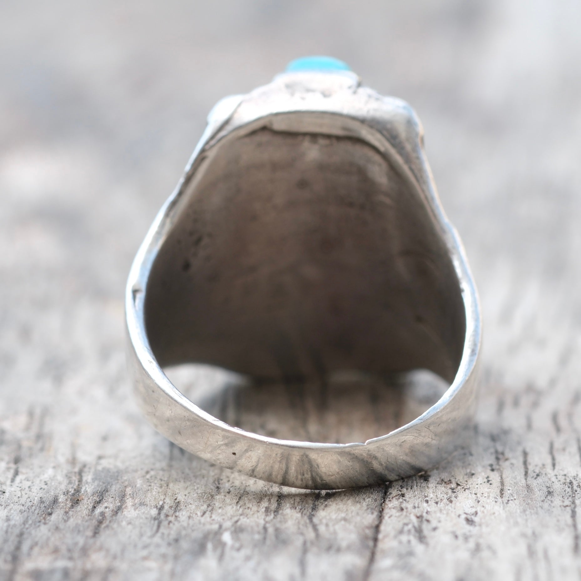 Vintage Sterling Turquoise Tribal Ring 10