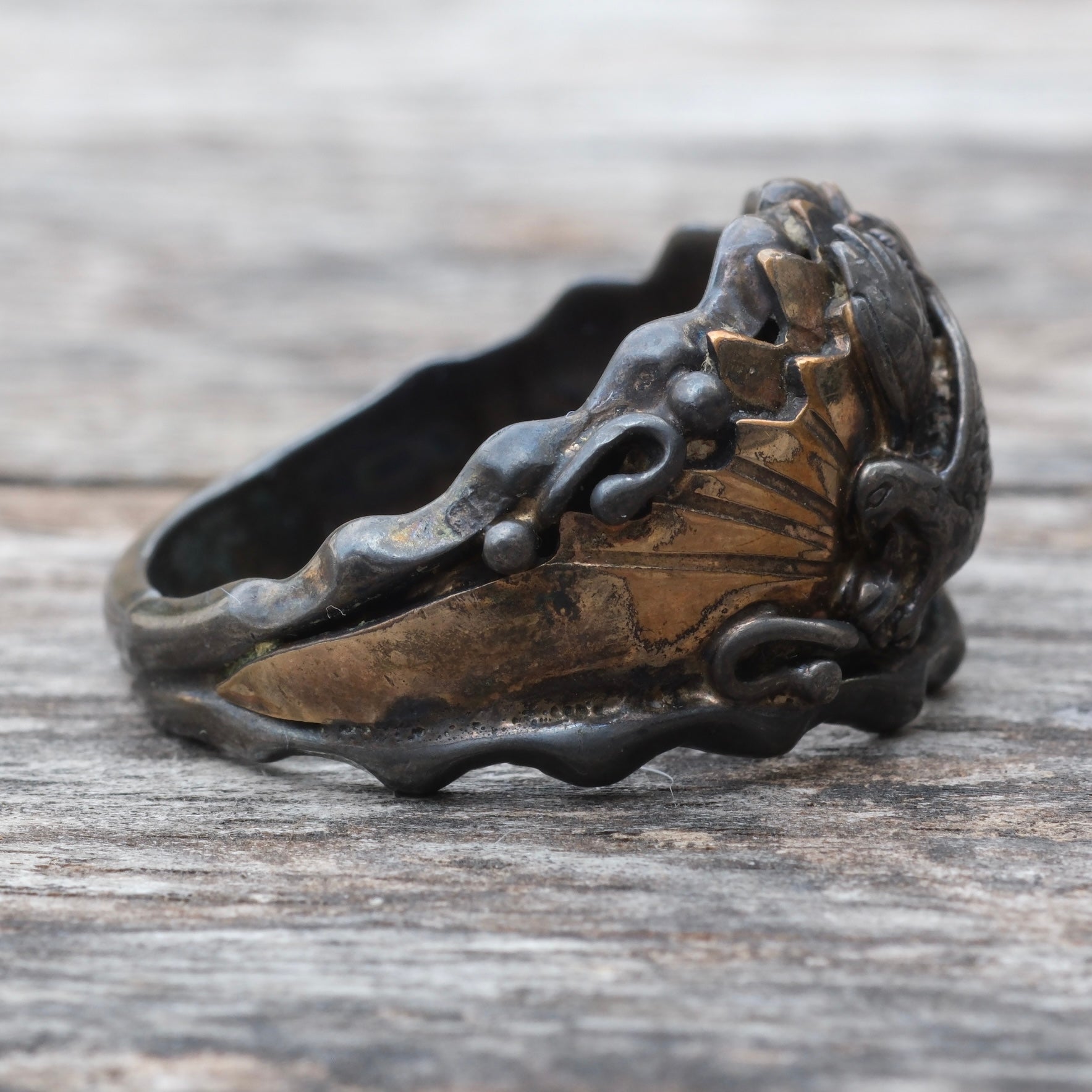 Vintage Sterling and Copper Eagle Ring 14