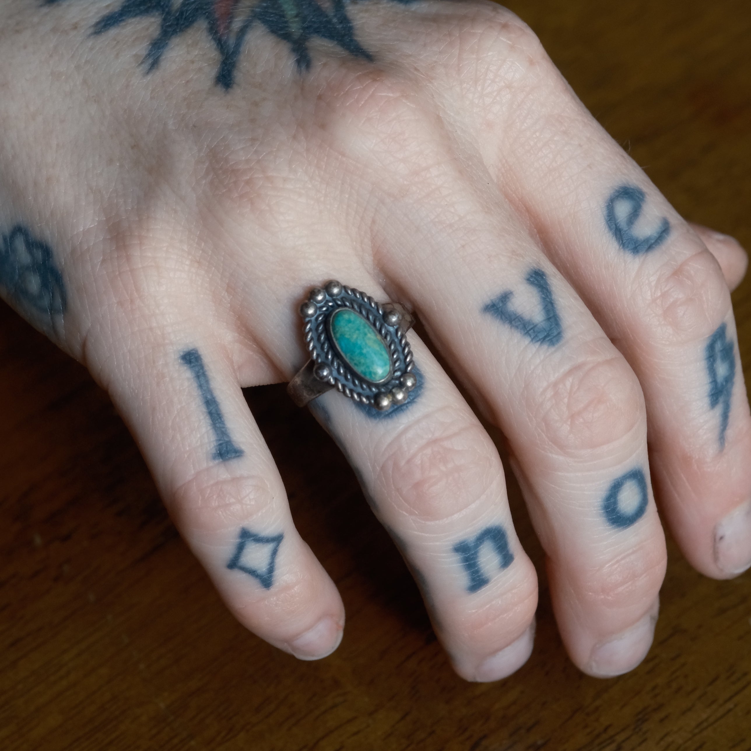 Vintage Sterling Turquoise Ring 6.5