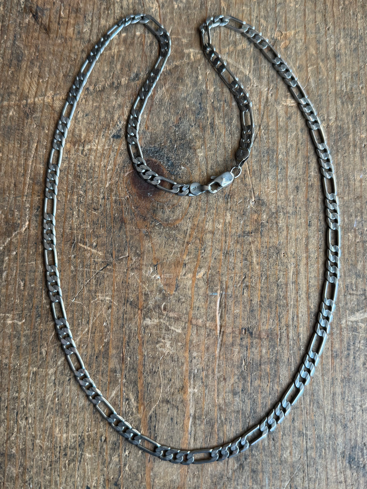 Vintage Sterling Silver 24” Figaro Chain