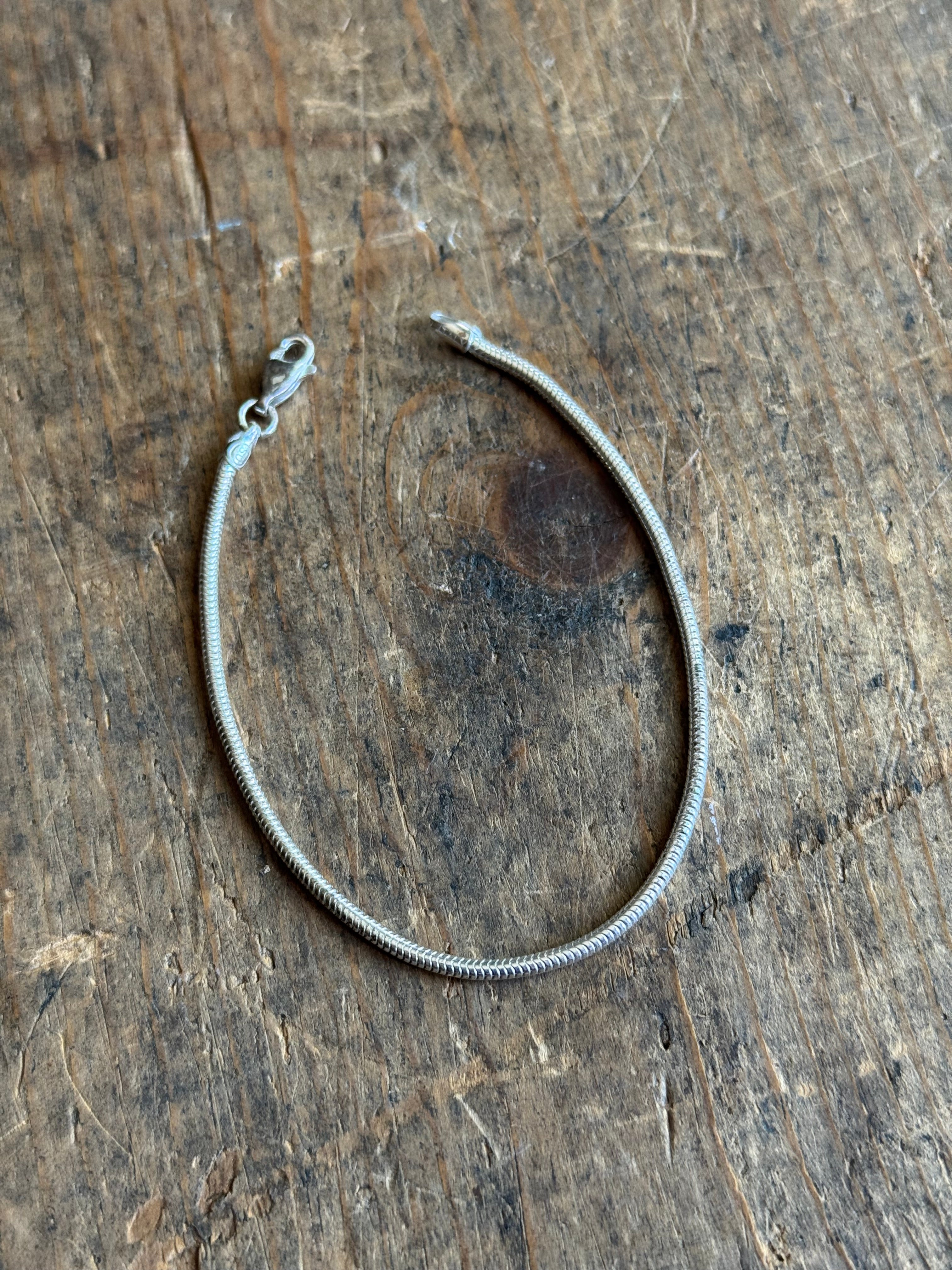 Vintage Sterling Silver Snake Chain Bracelet 6.75"