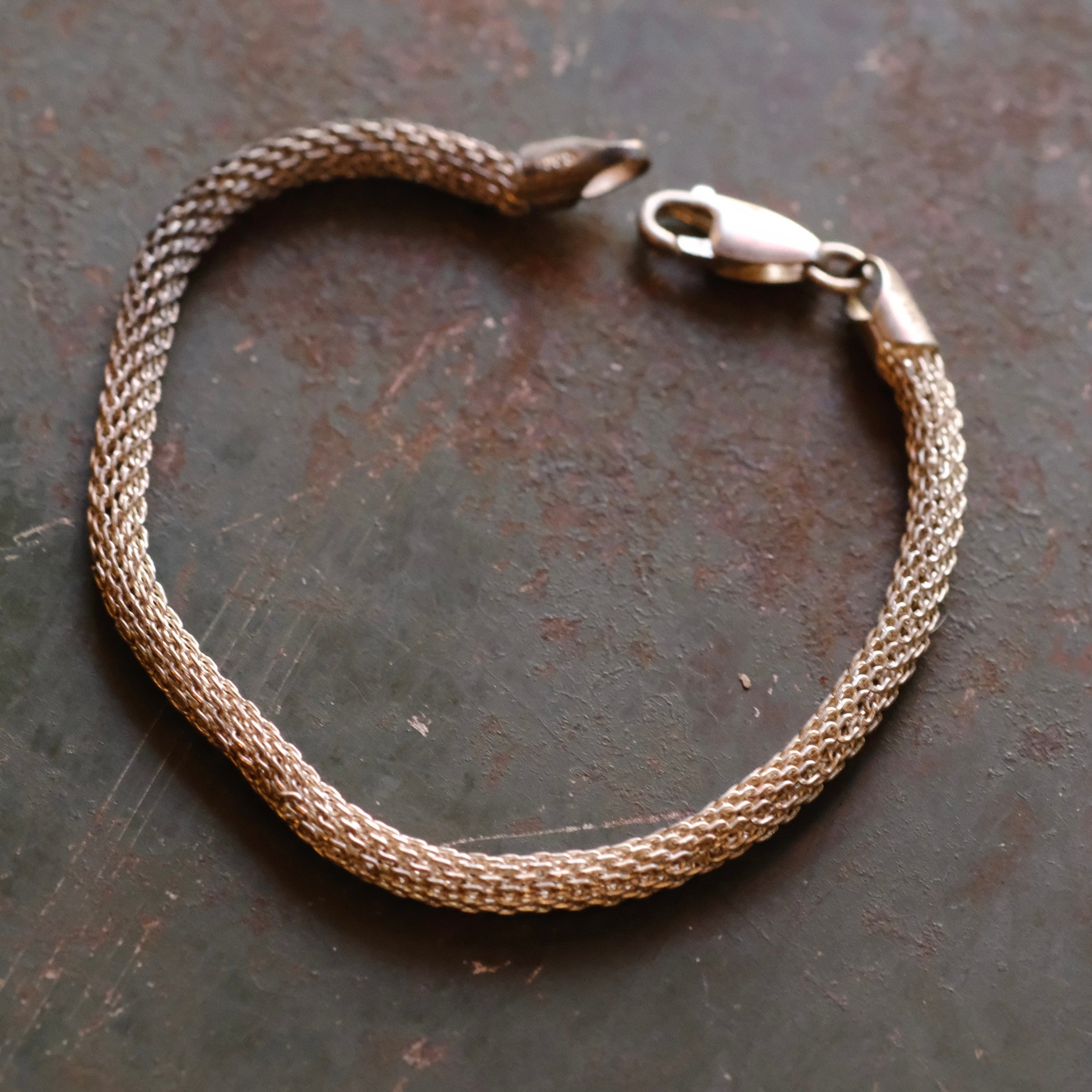 Vintage Sterling Round Mesh Chain Bracelet
