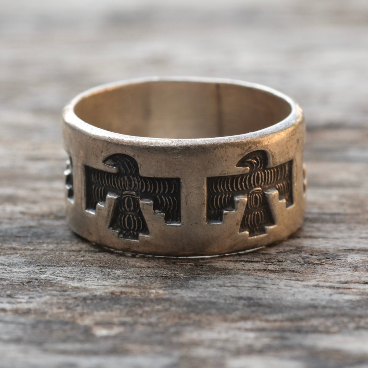 Vintage Bells Trading Post Thunderbird Band Ring 7