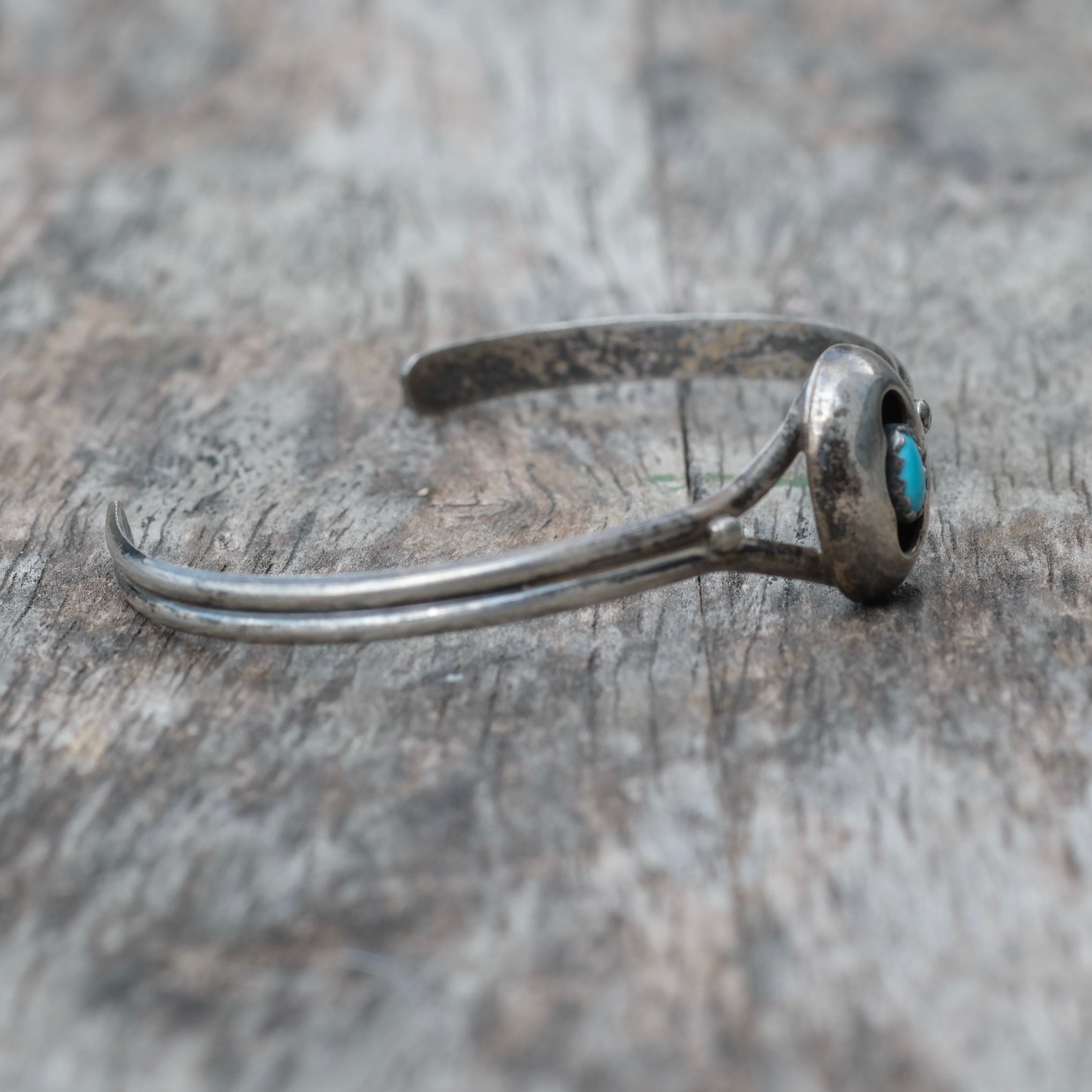 Vintage Sterling Turquoise Shadowbox Cuff Bracelet