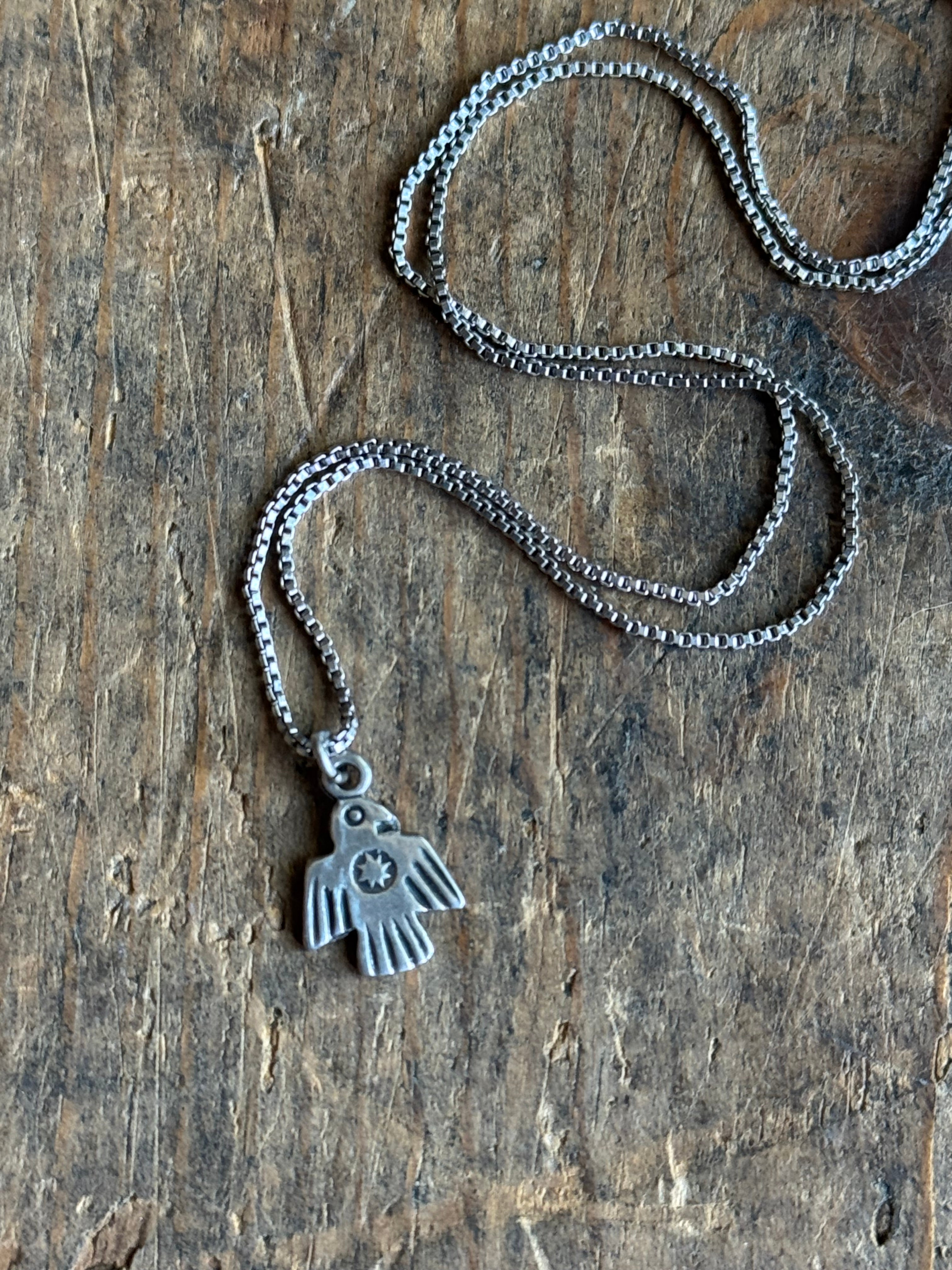 Vintage Sterling Silver Tiny Thunderbird Necklace