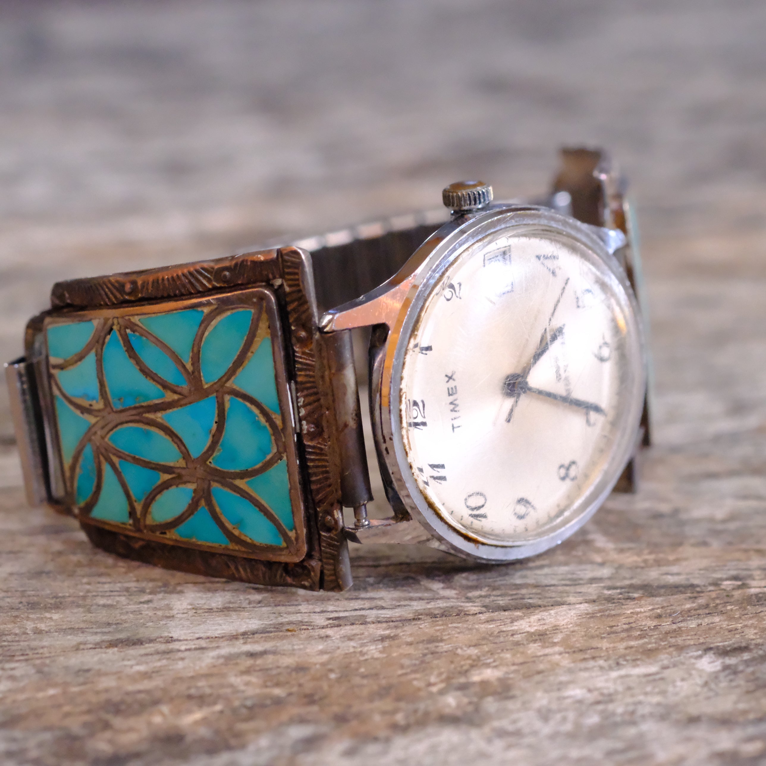 Vintage Sterling Turquoise Inlay Watch