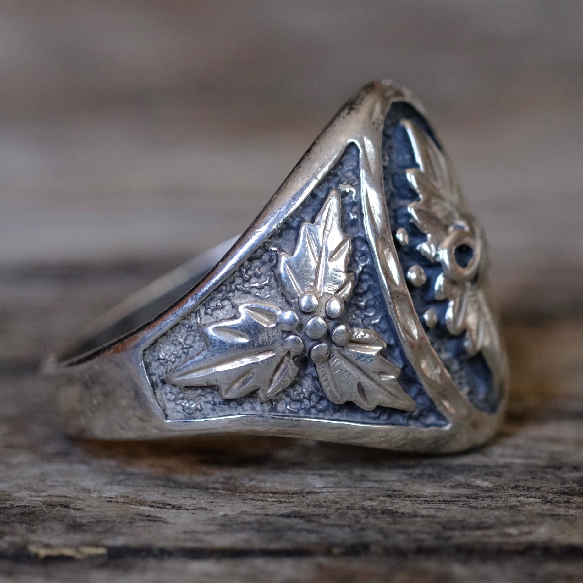 Vintage Sterling Silver Leaf Ring 9.75