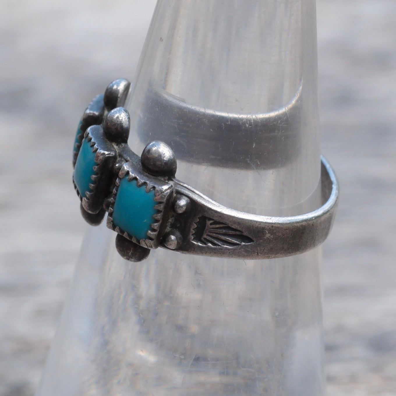 Vintage Sterling Turquoise Inlay Band Ring 6