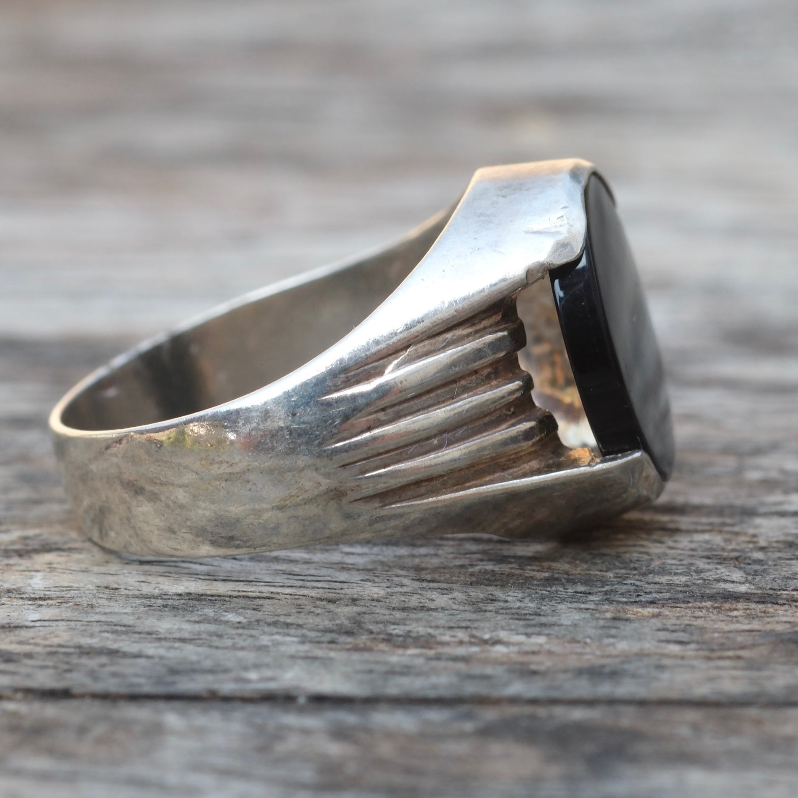 Vintage Sterling Onyx Signet Ring 9.25