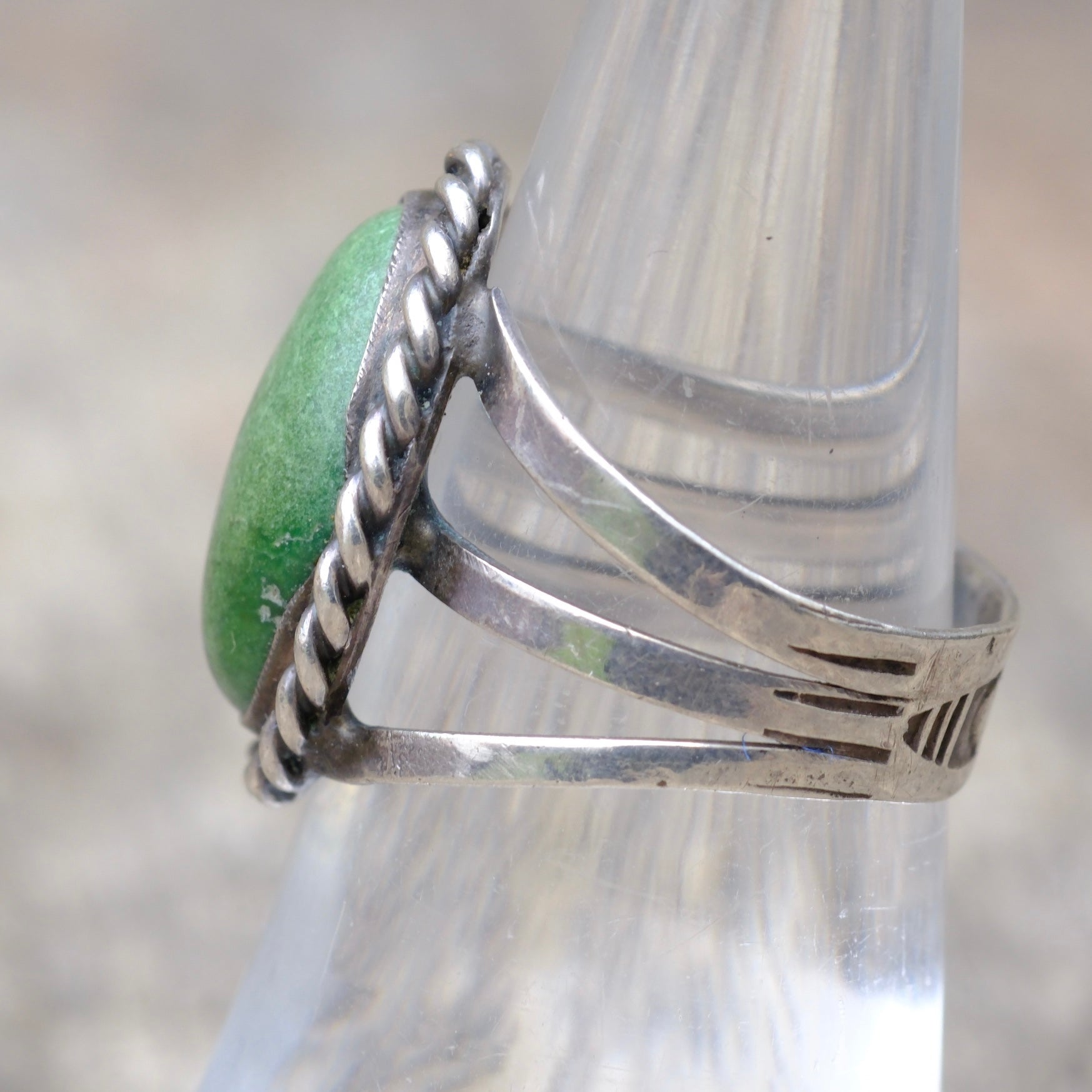 Vintage Sterling Turquoise Roper Ring 6.5