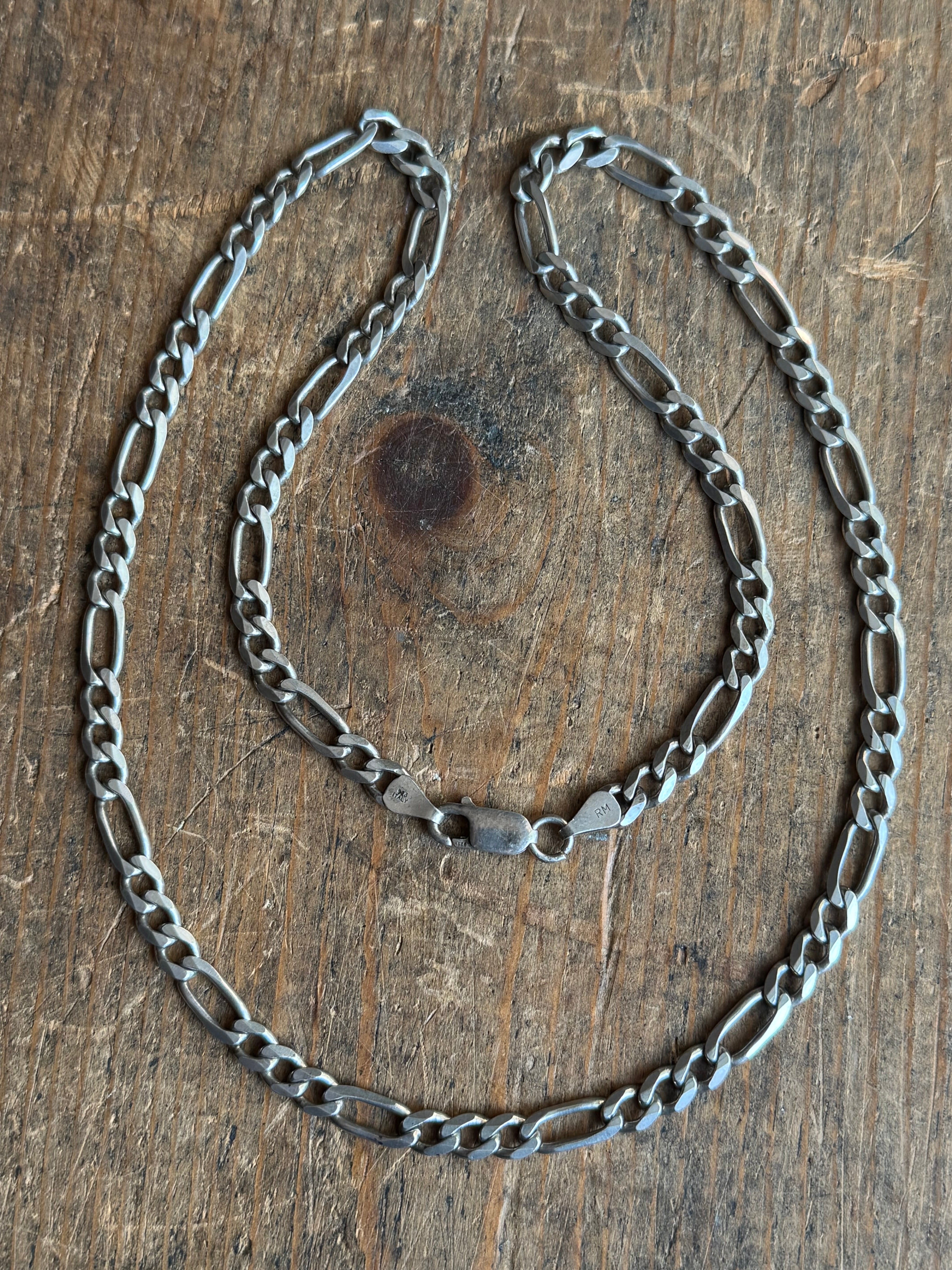 Vintage Sterling Silver 23” Figaro Chain