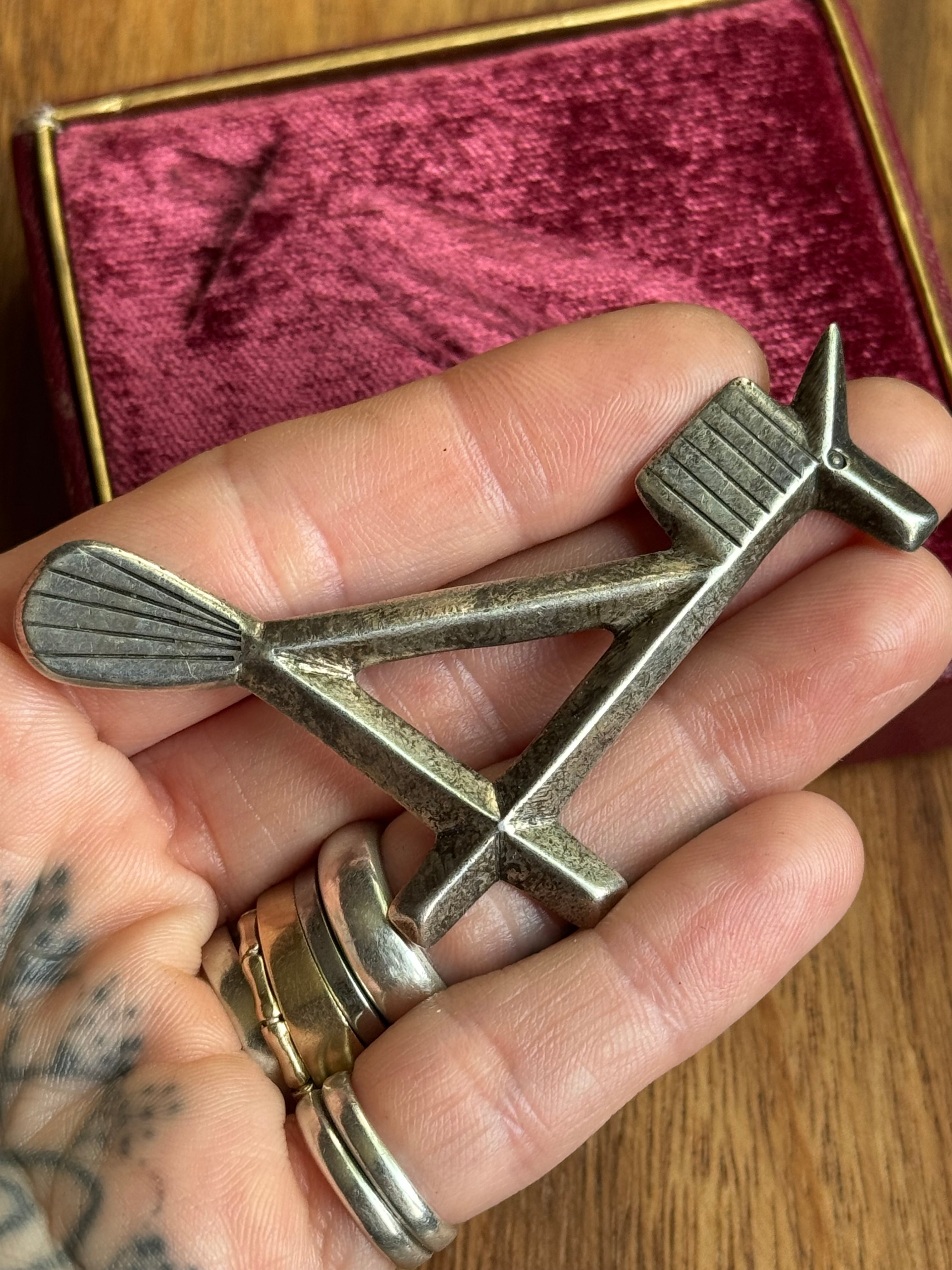 OLD Vintage Sterling Silver Sandcast Horse Pin