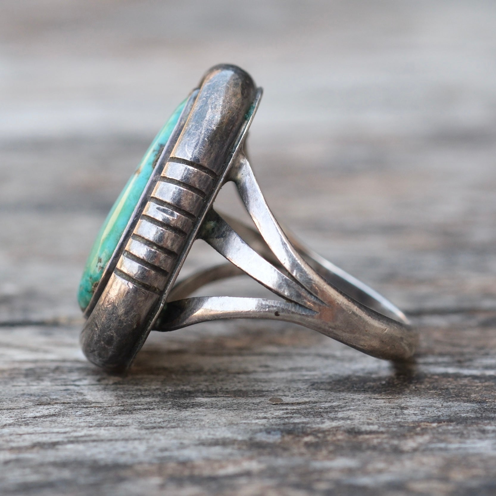 Vintage Sterling Turquoise Ring 6.75