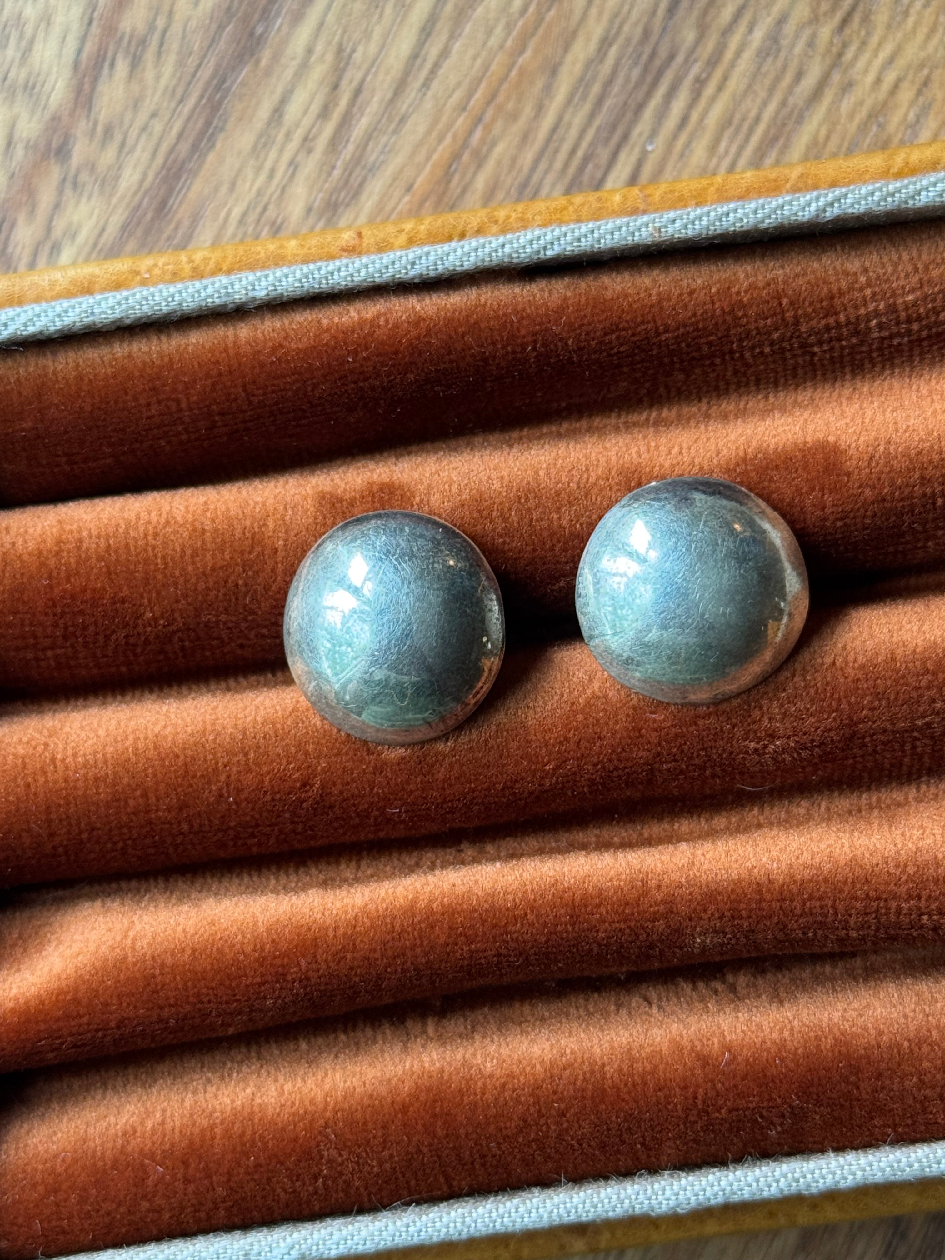 Vintage Sterling Silver Dome Stud Earrings