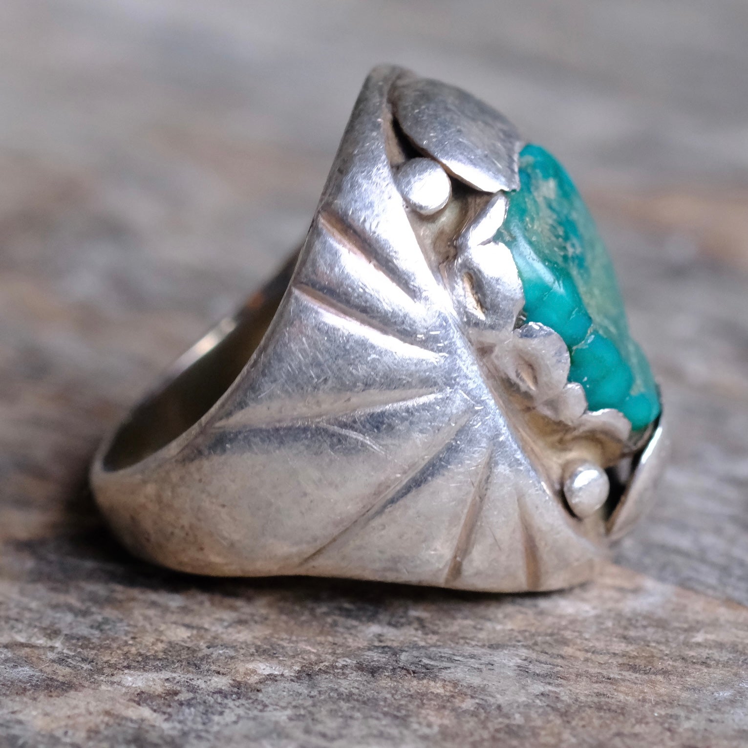 Vintage Sterling Turquoise Ring 9.5