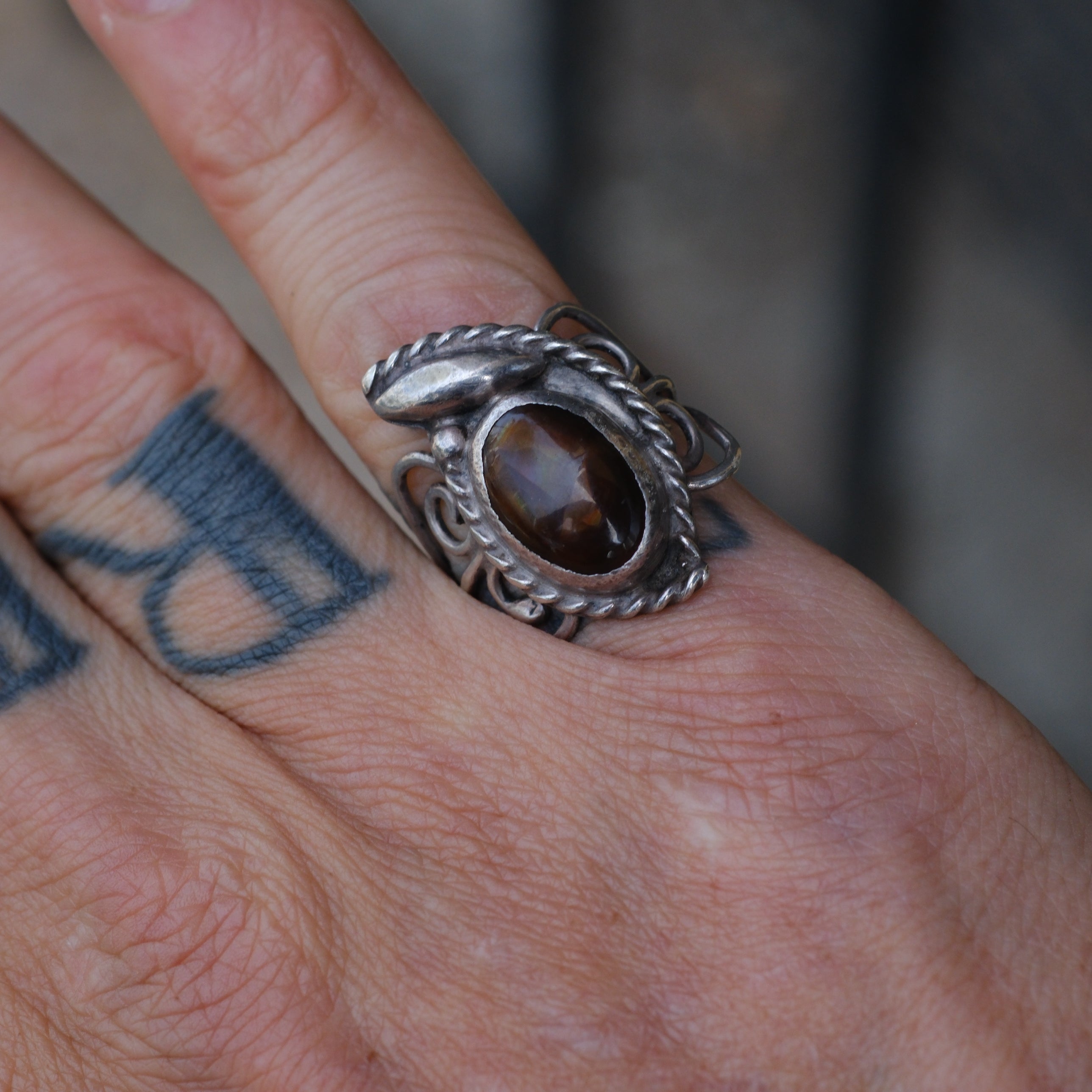 Vintage Sterling Fire Agate Ring 6.75