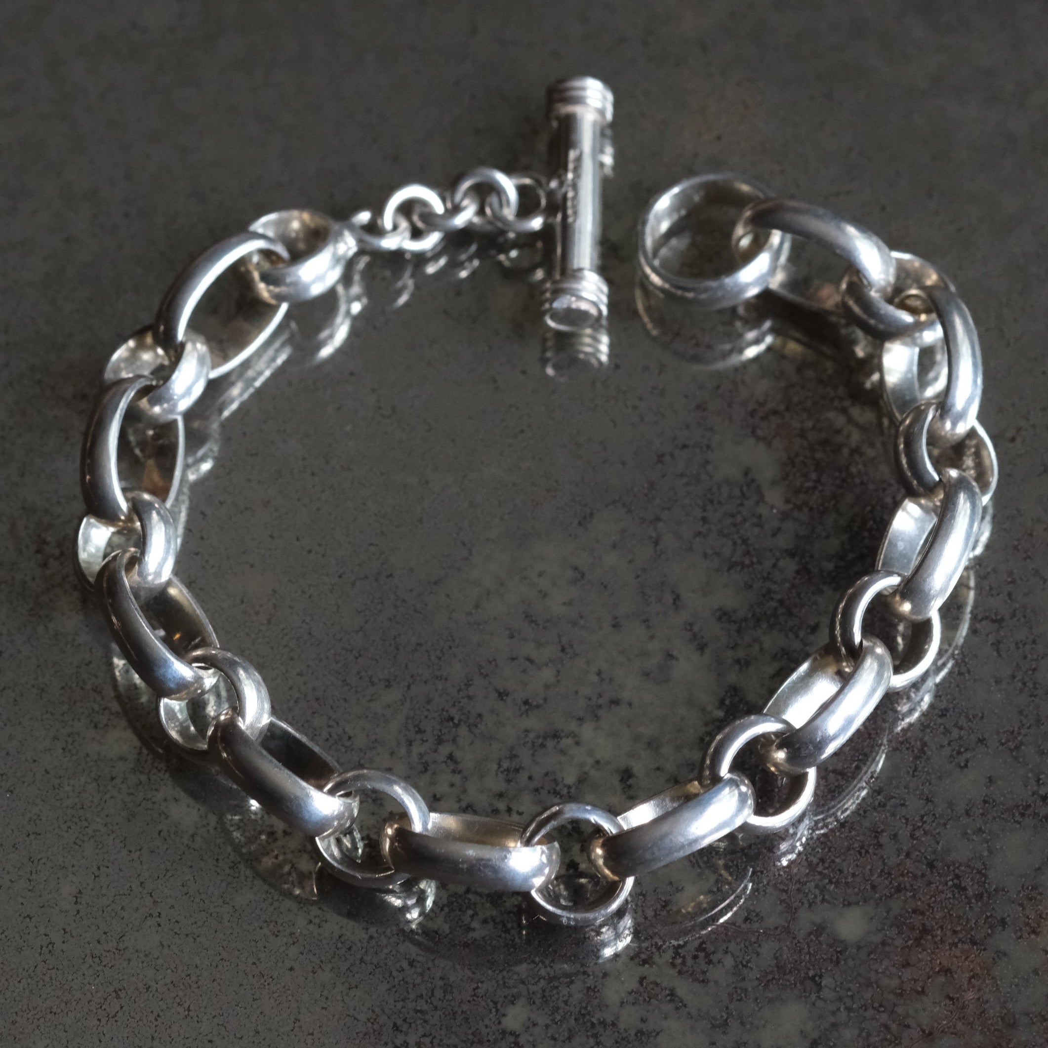 Vintage Sterling Silver Rolo Chain Bracelet