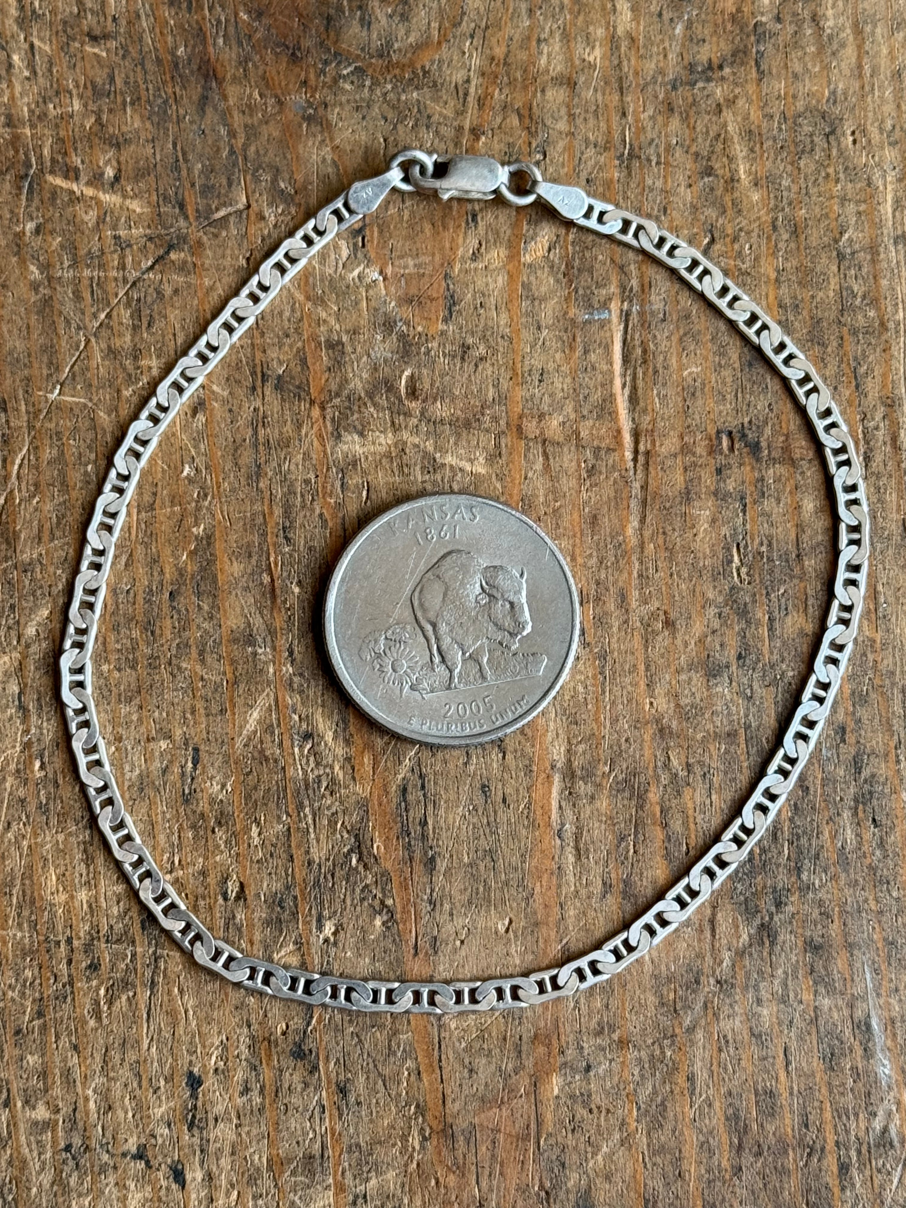 Vintage Sterling Silver 9.25” Mariner Link Chain Bracelet