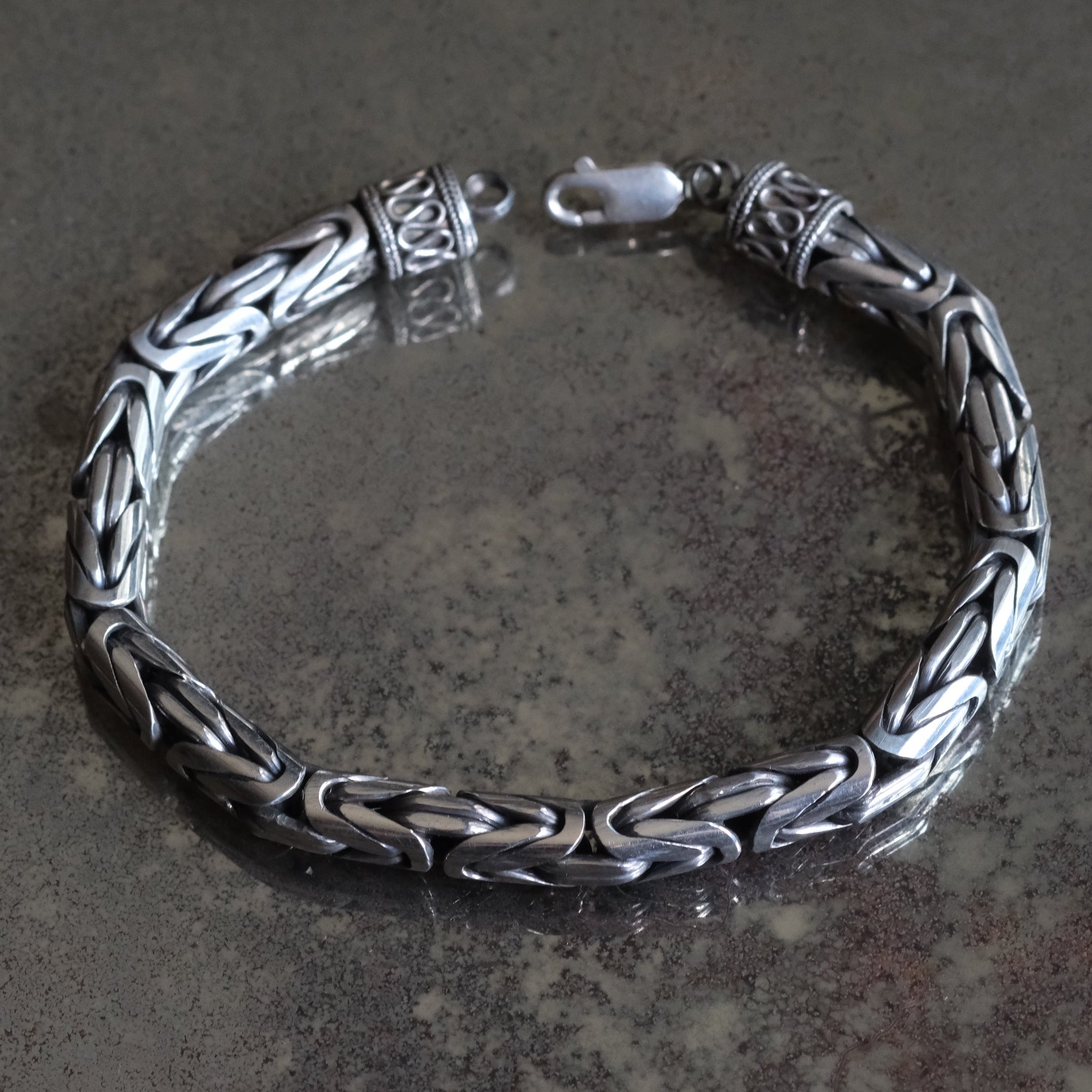 Vintage Sterling Silver Byzantine Bracelet 8"