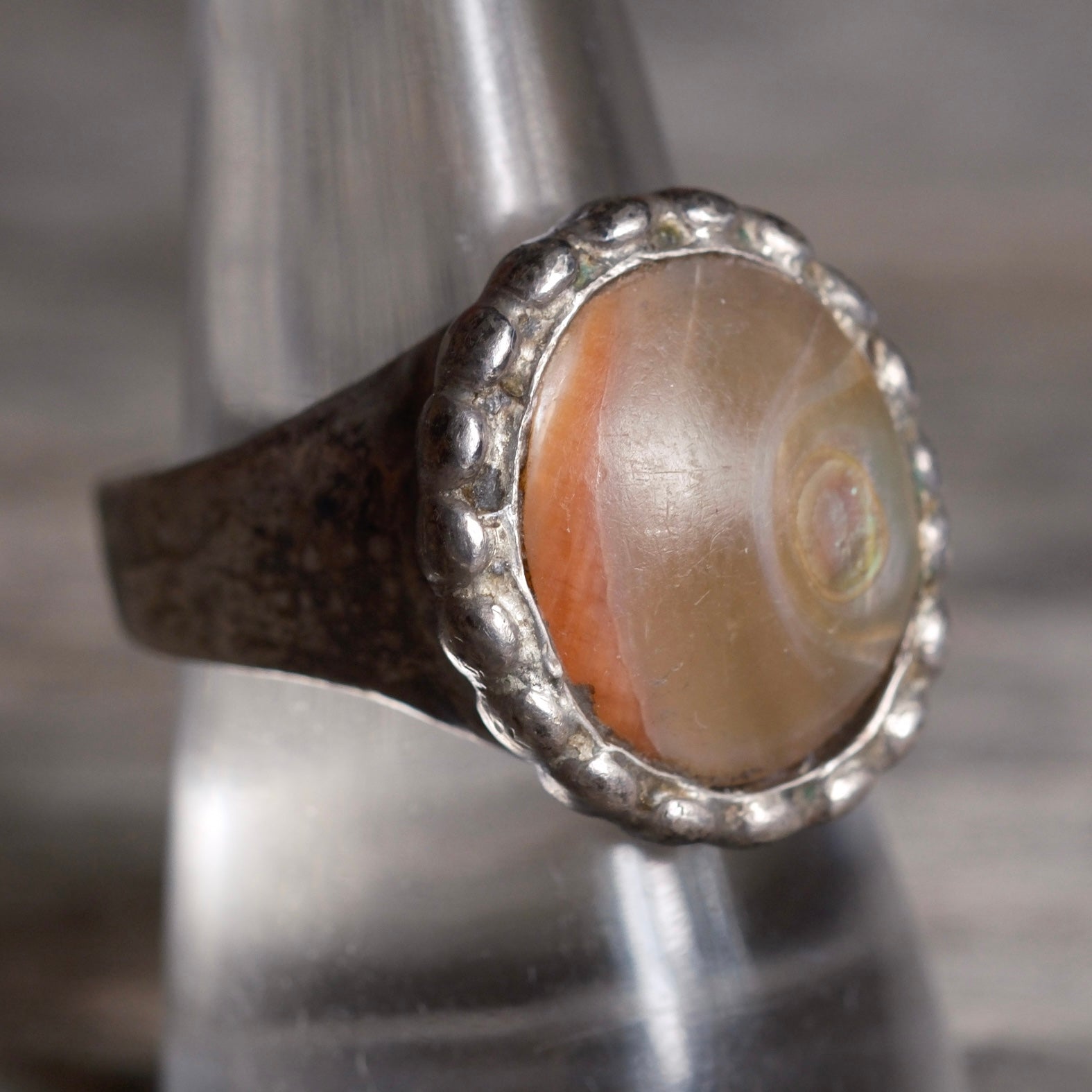 Vintage Sterling Abal;one Ring 9.5