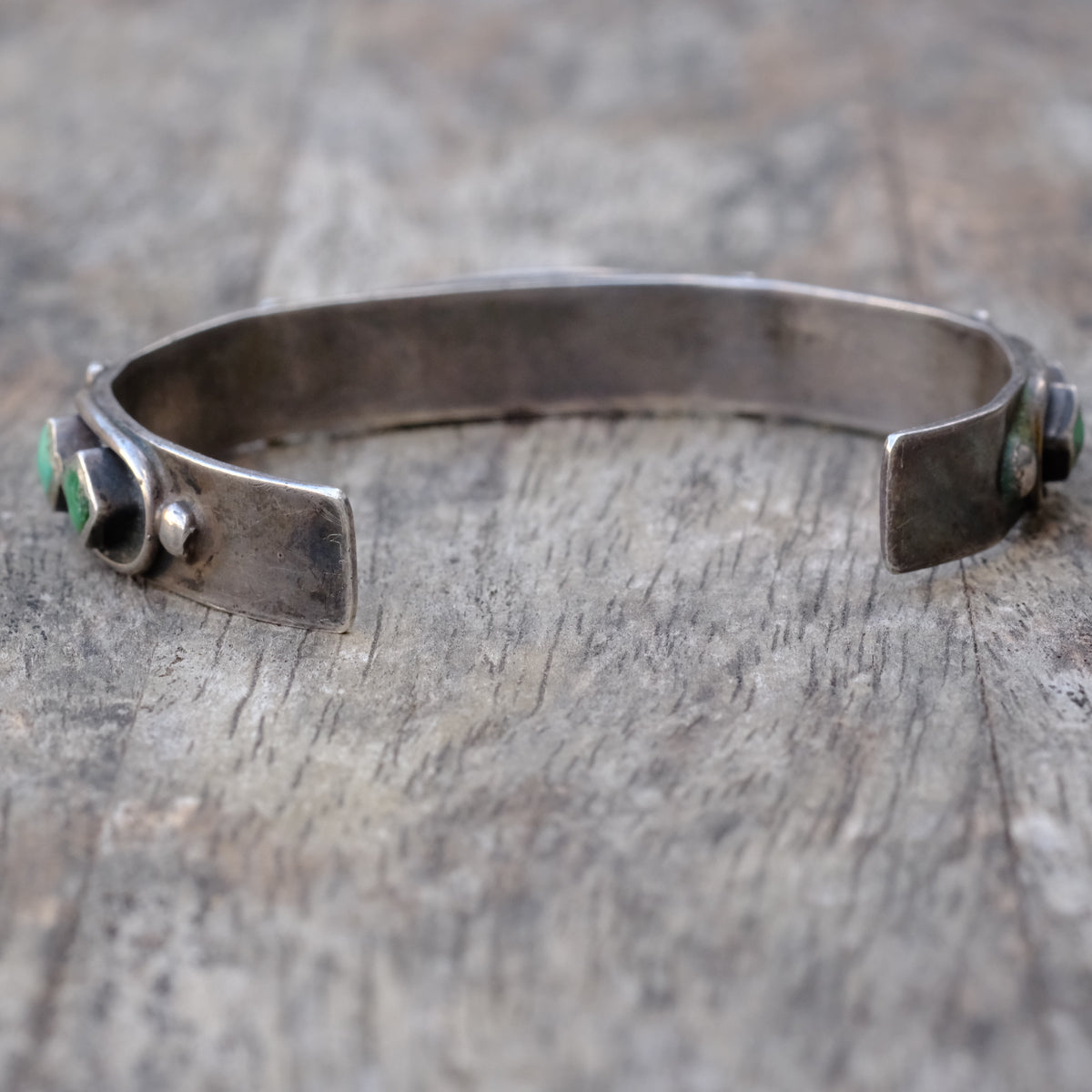 Vintage Sterling Turquoise Inlay Cuff Bracelet