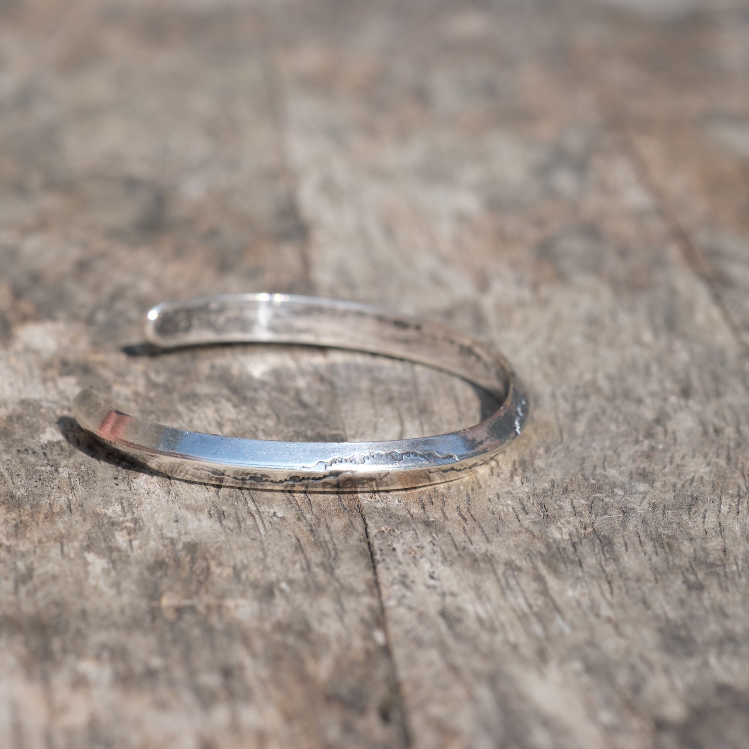 Vintage Sterling Silver Stamped Triangle Cuff