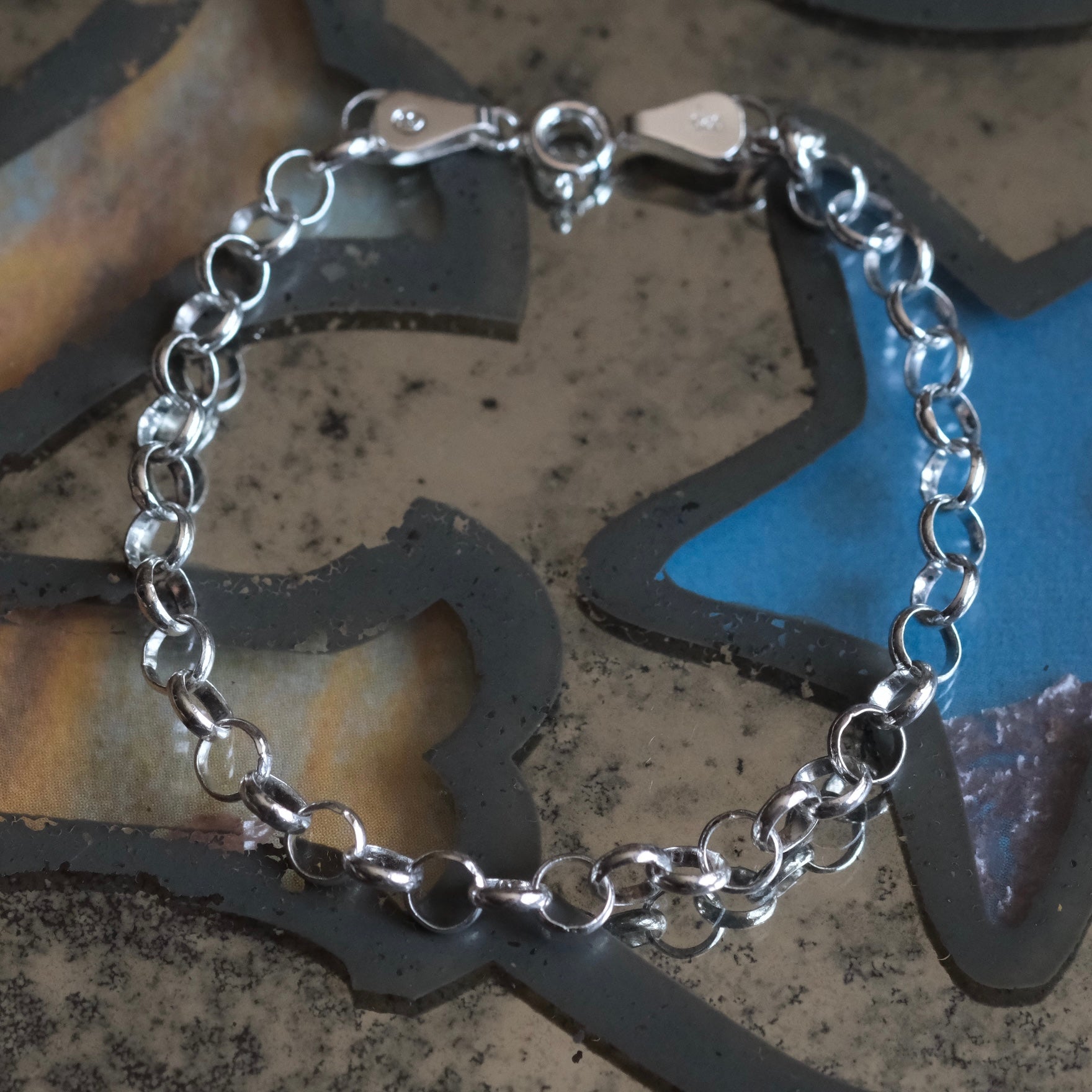 Vintage Sterling Rolo Chain Bracelet 7"