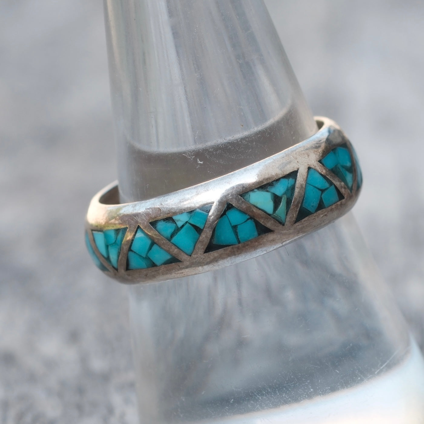 Vintage Sterling Turquoise Band Ring 9