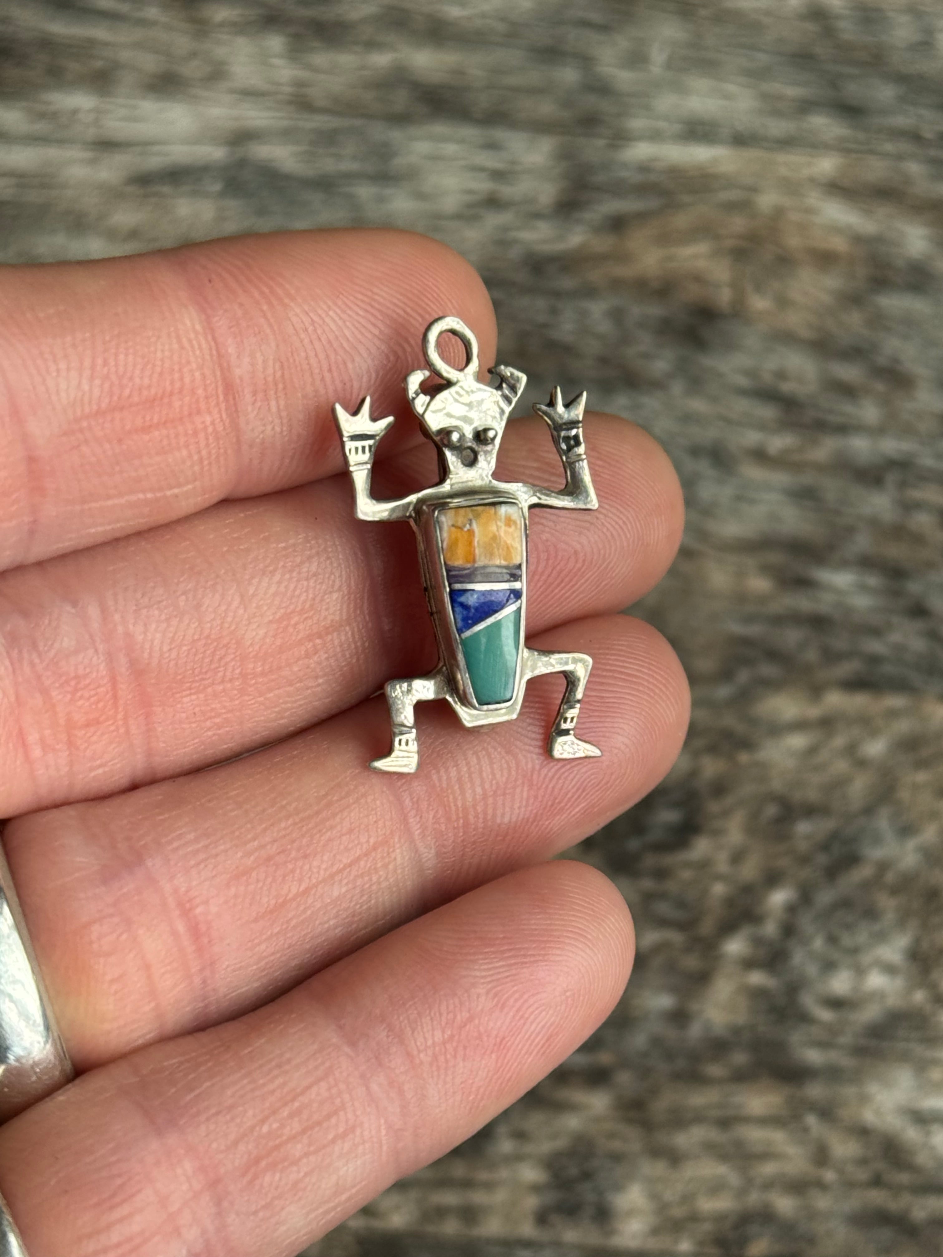 Vintage Sterling Silver Multistone Inlay Fetish Pin